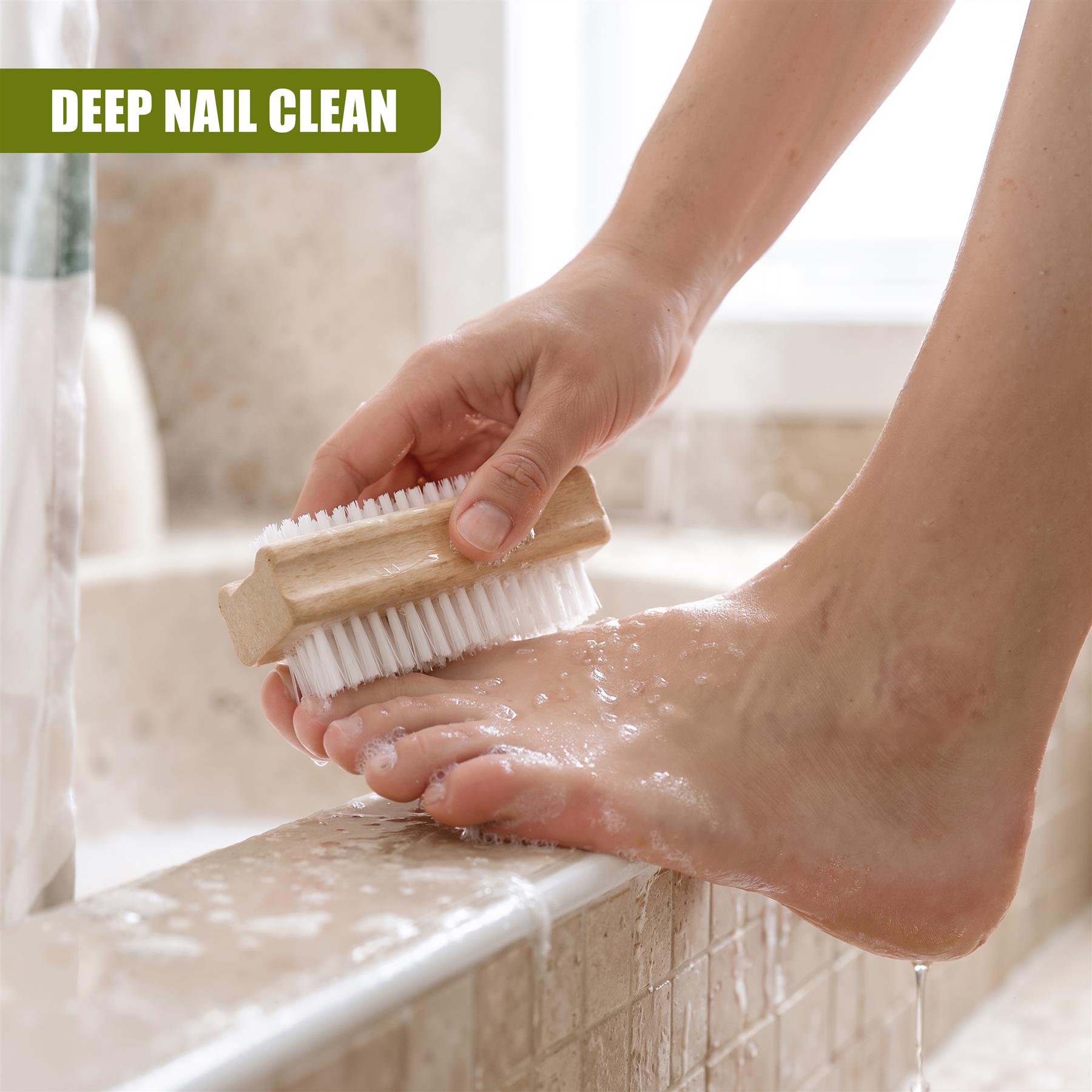 Wooden Double Sided Nail Brushes with Firm Bristles