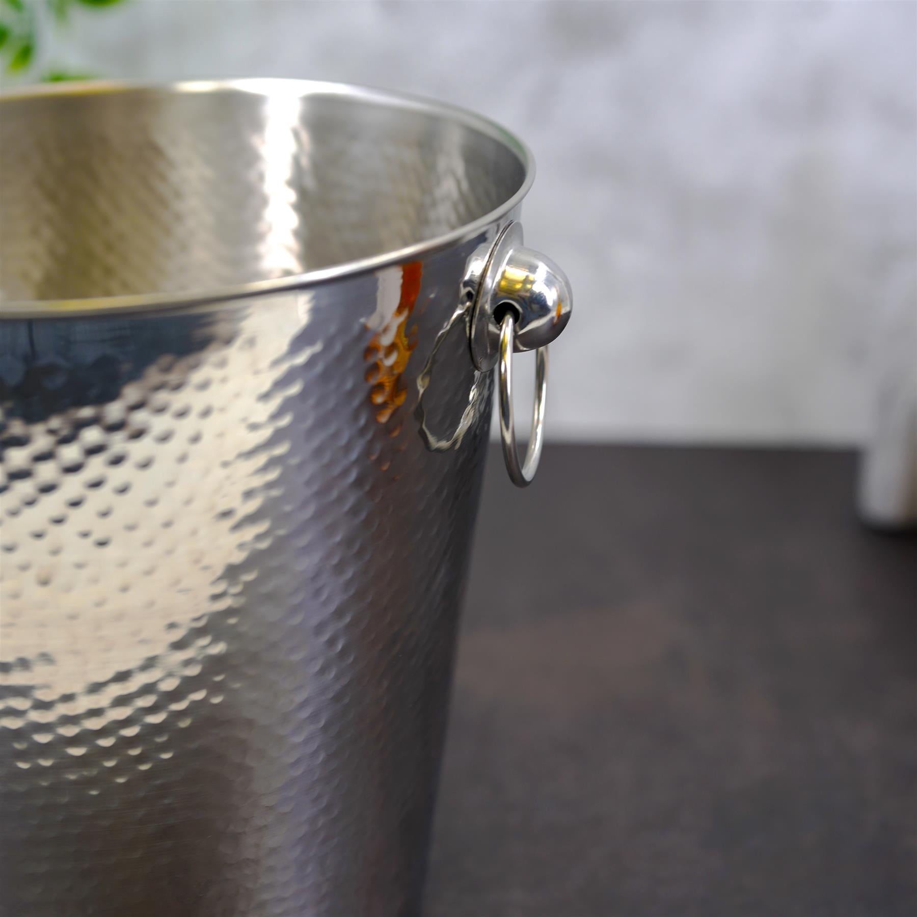 Stainless Steel Ice Bucket Hammered Champagne Drink Wine Cooler With Handles by Geezy - The Magic Toy Shop