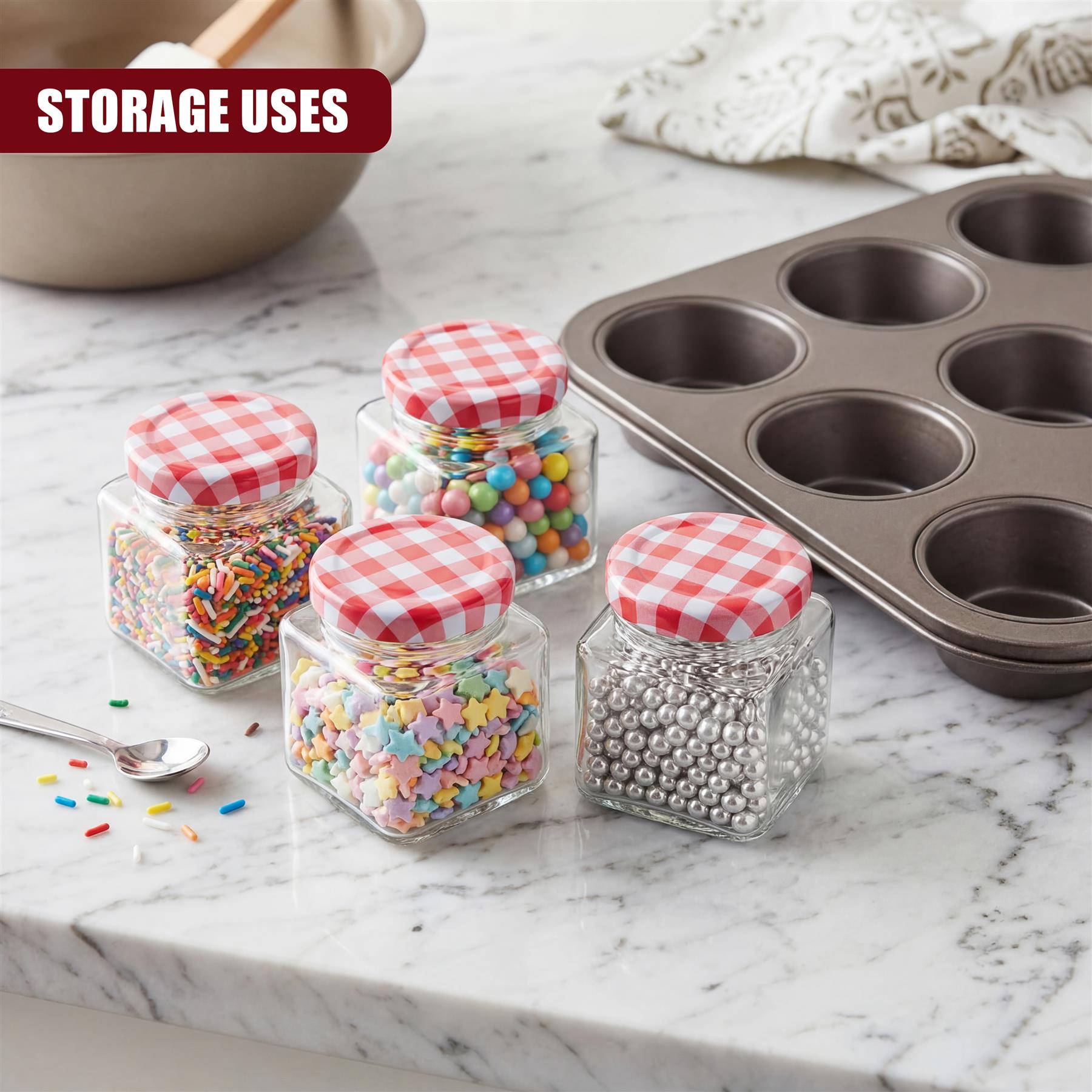 Set of 4 Mini Glass Jars, 75 ml