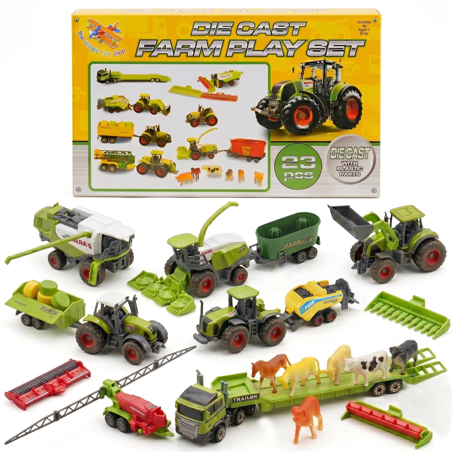 23 Piece Die Cast Farm Tractor & Animals Play Set