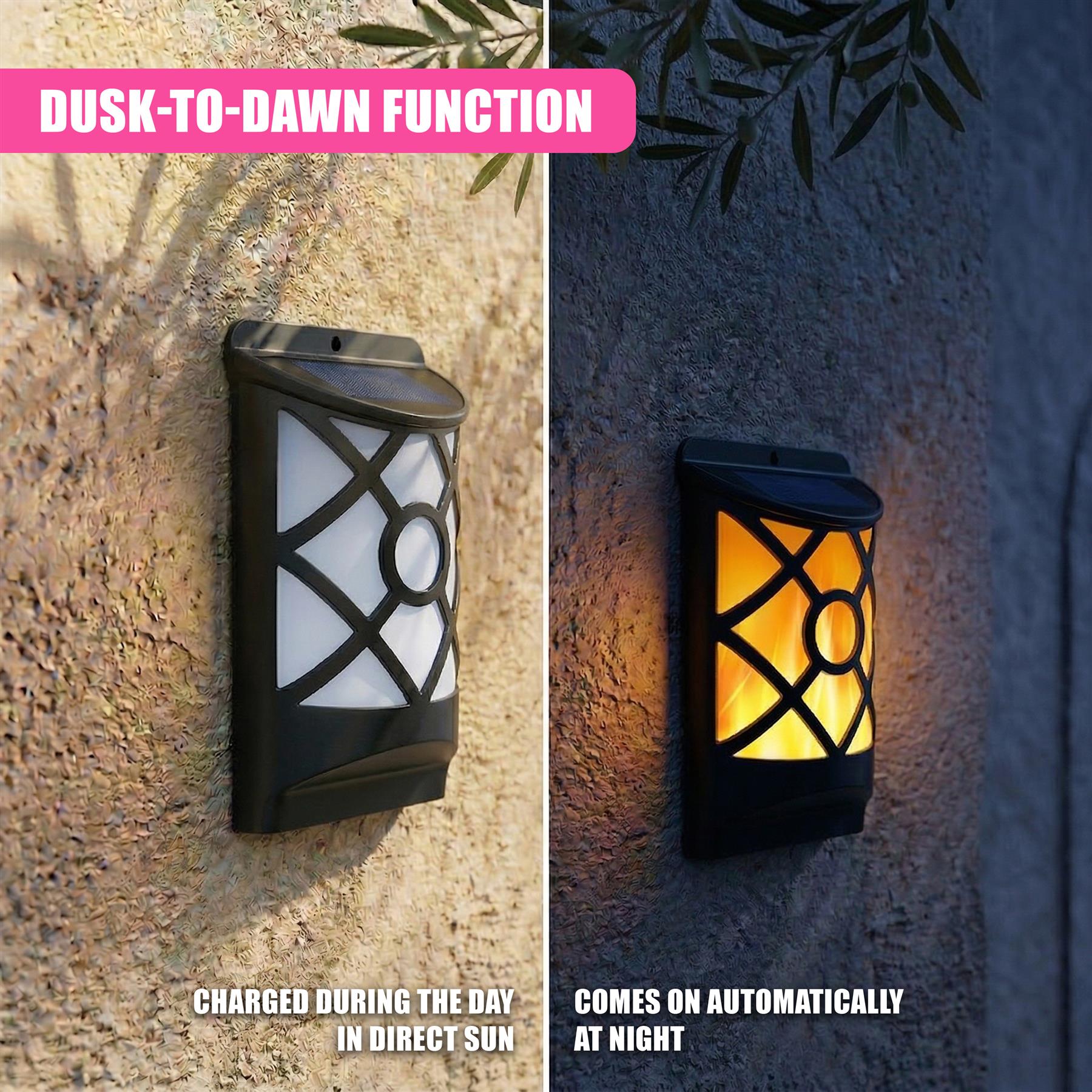 Mounted outdoor sconce featuring a black frame and illuminated yellow internal elements.