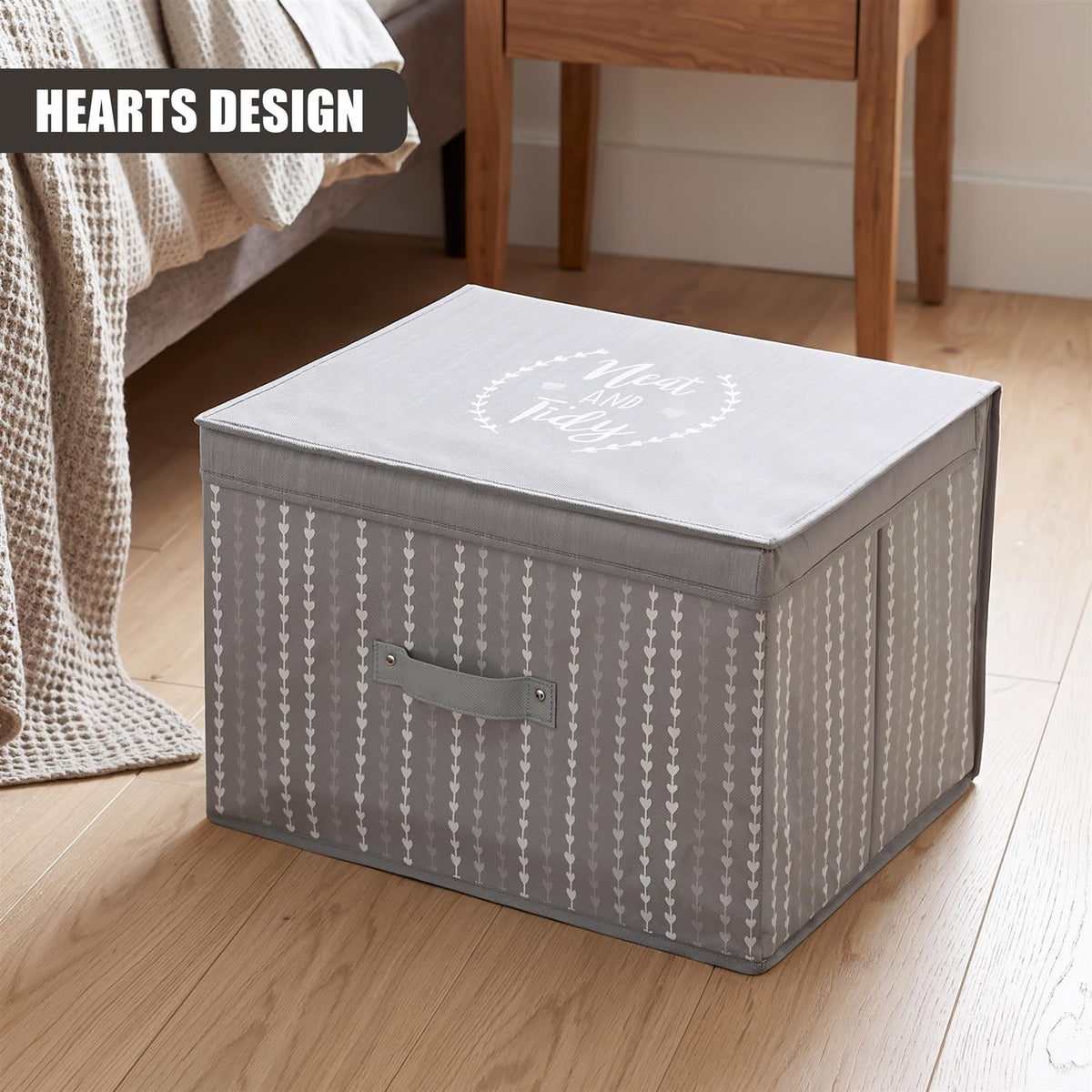 Gray Hearts Large Storage Box