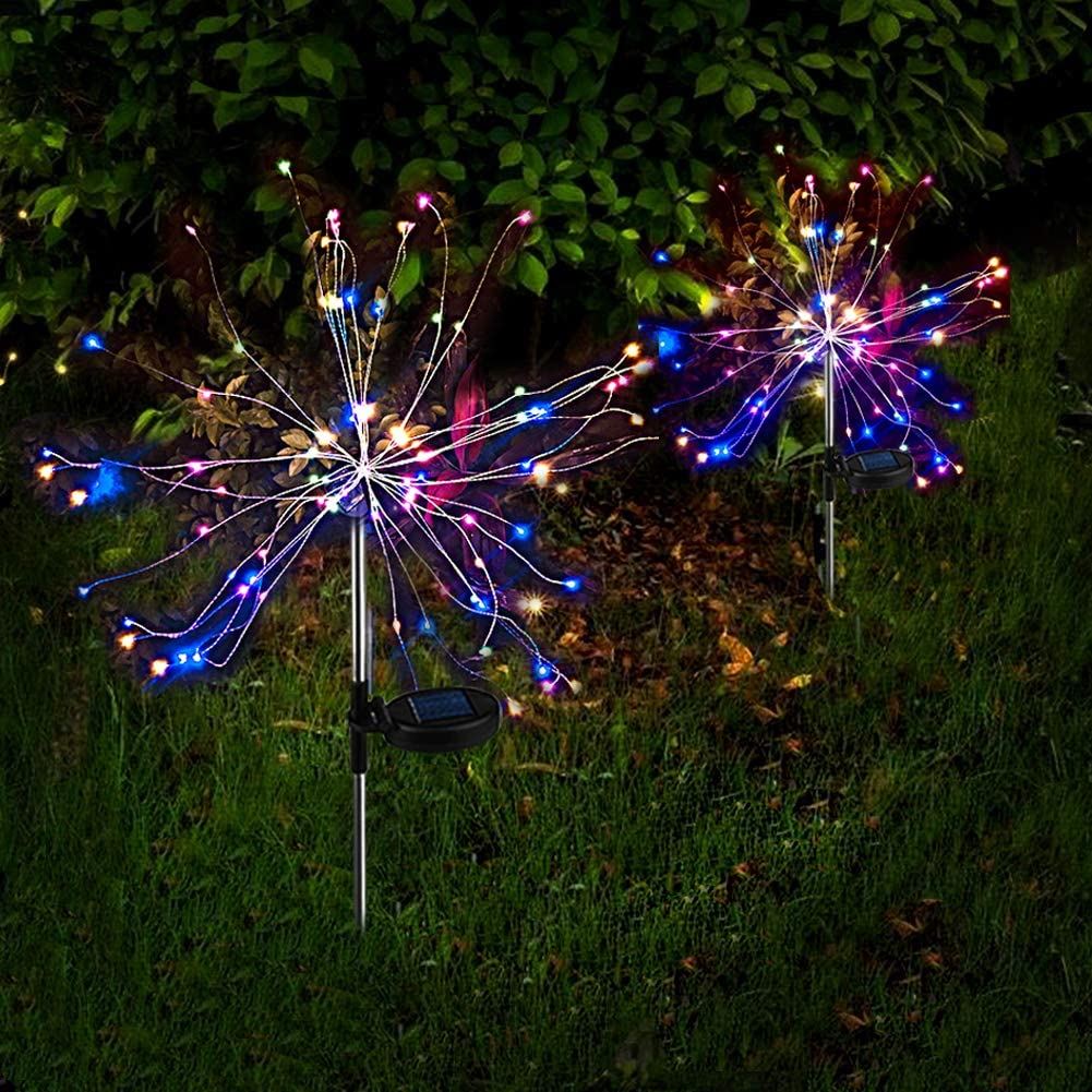 90 LED Starburst Solar Powered Stake Lights - Multicolour
