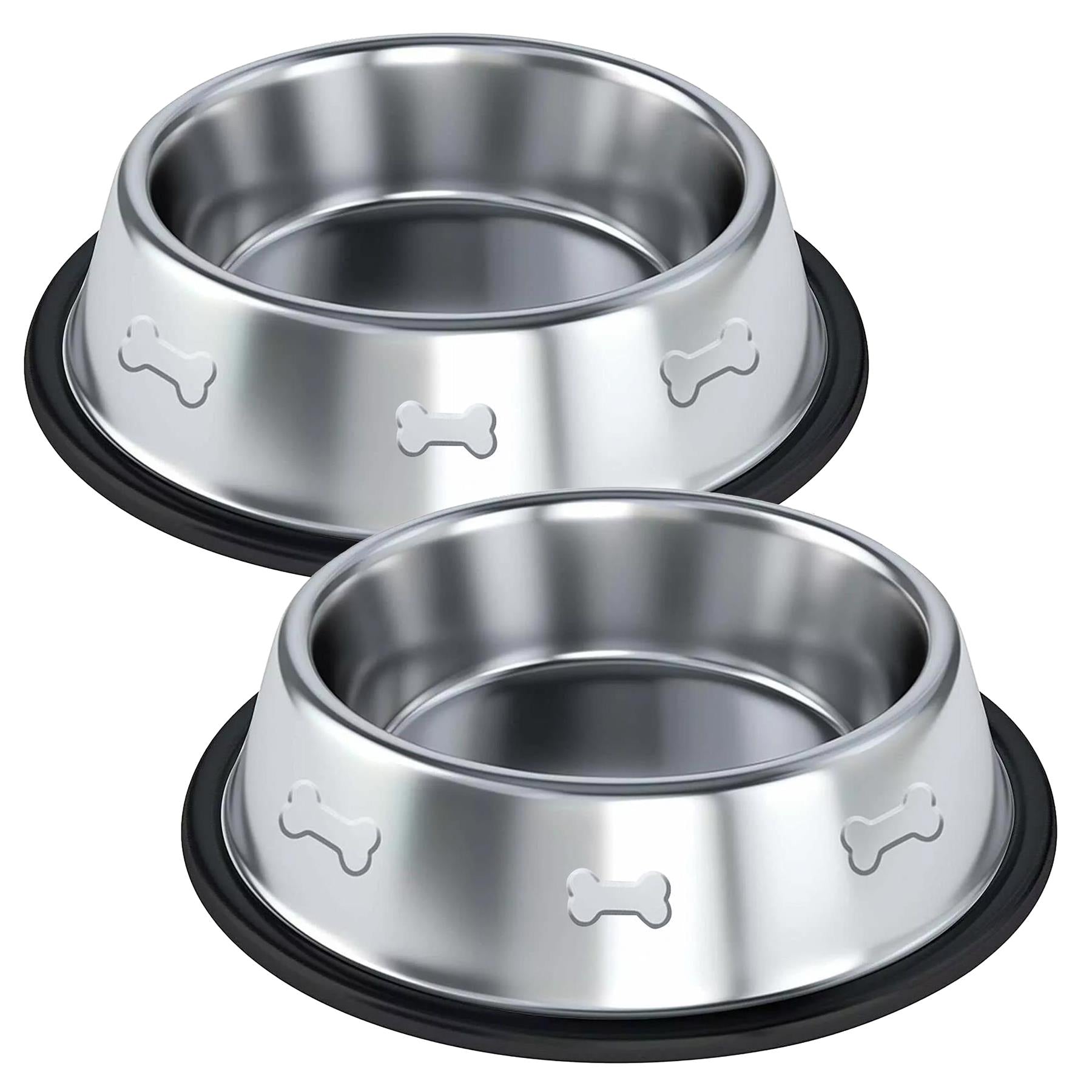 Set of Two Stainless Steel Dog Bowls
