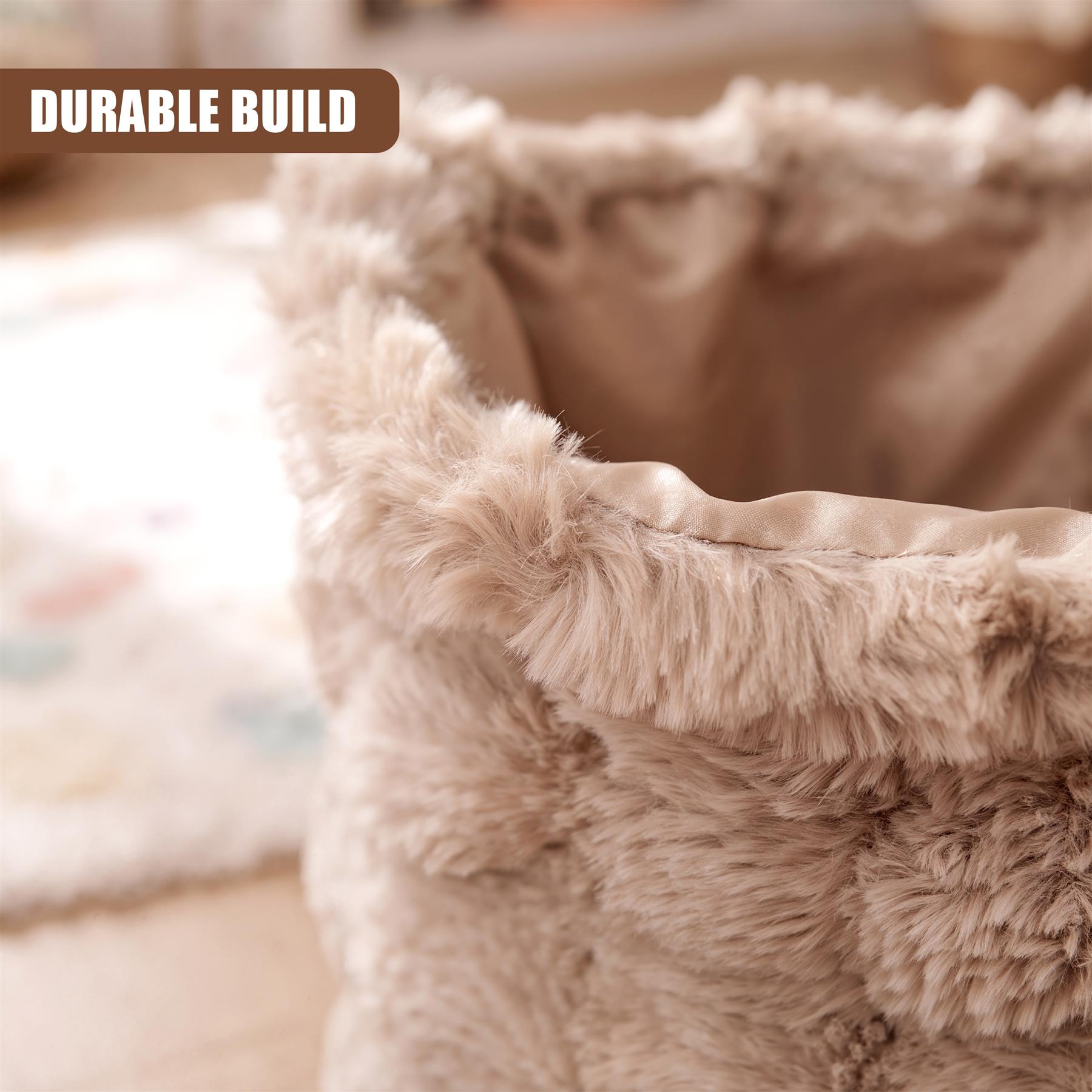 Faux Fur Round Storage Basket