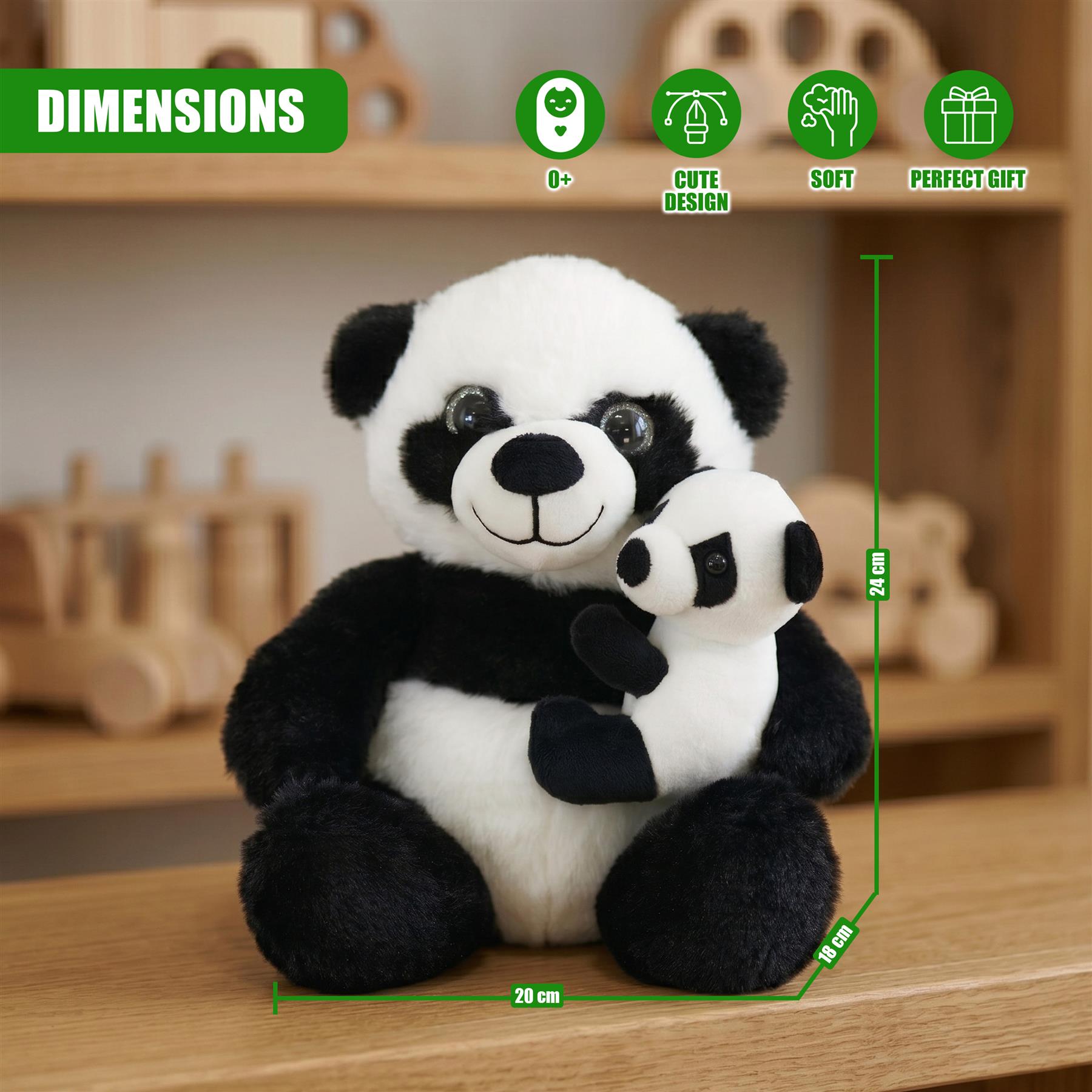 9.5" Mum & Baby Panda Soft Toy