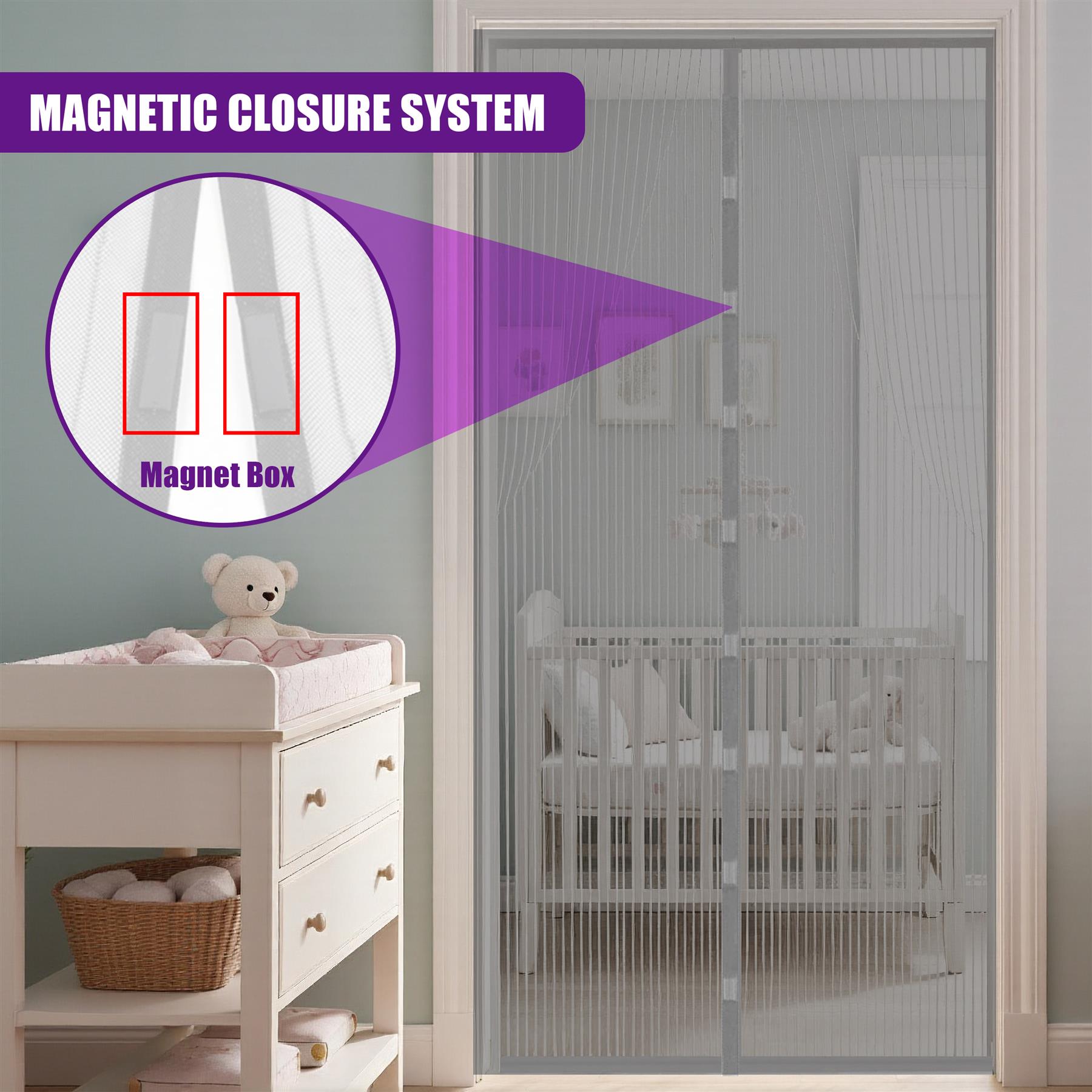Magnetic Grey Fly Screen