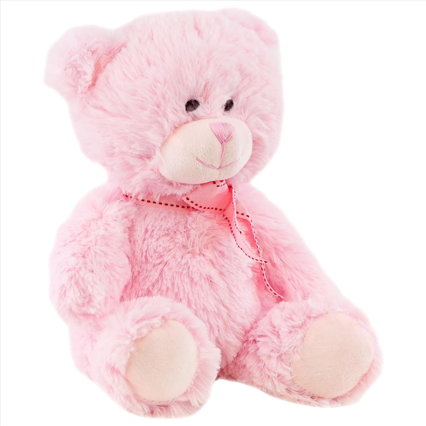 Plush Teddy Bear Soft Toy with Ribbon (Pink)