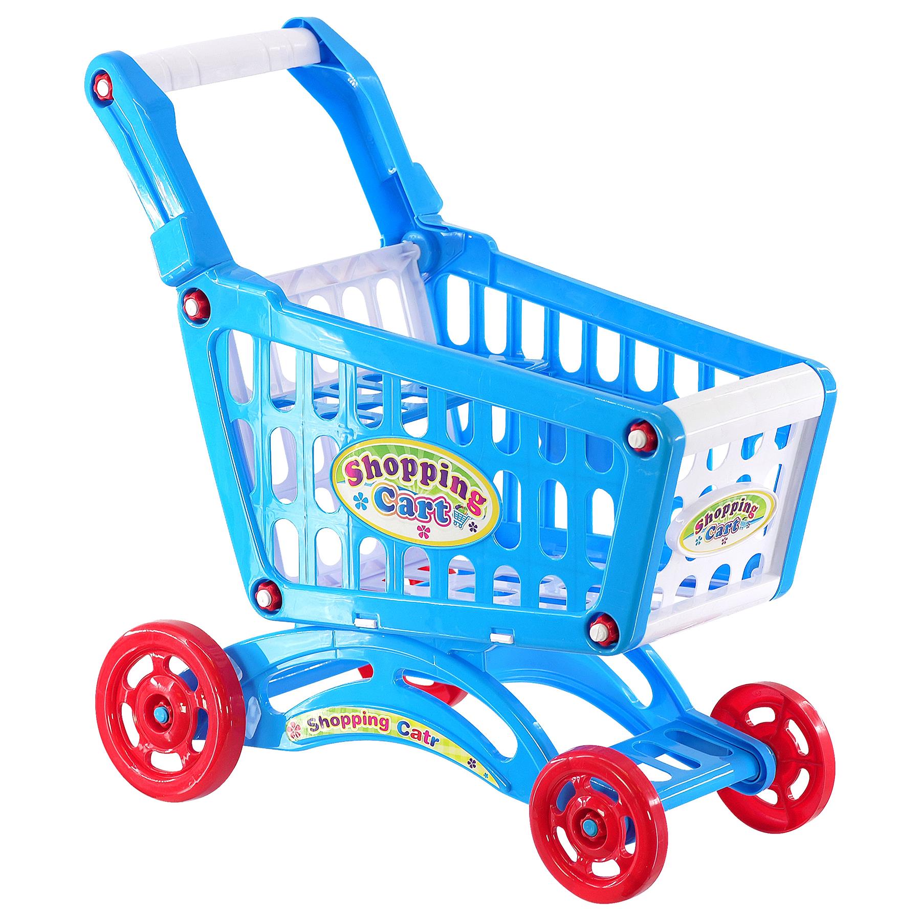 Blue Shopping Trolley Cart Play Food Set