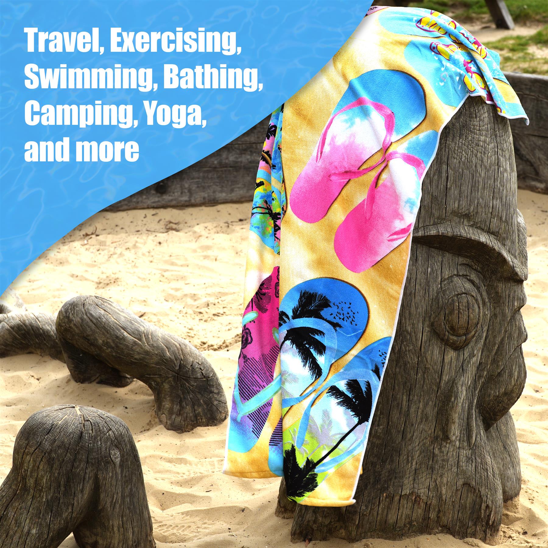 Beach Bath Towel Flip Flop Design Microfibre Towel by GEEZY | The