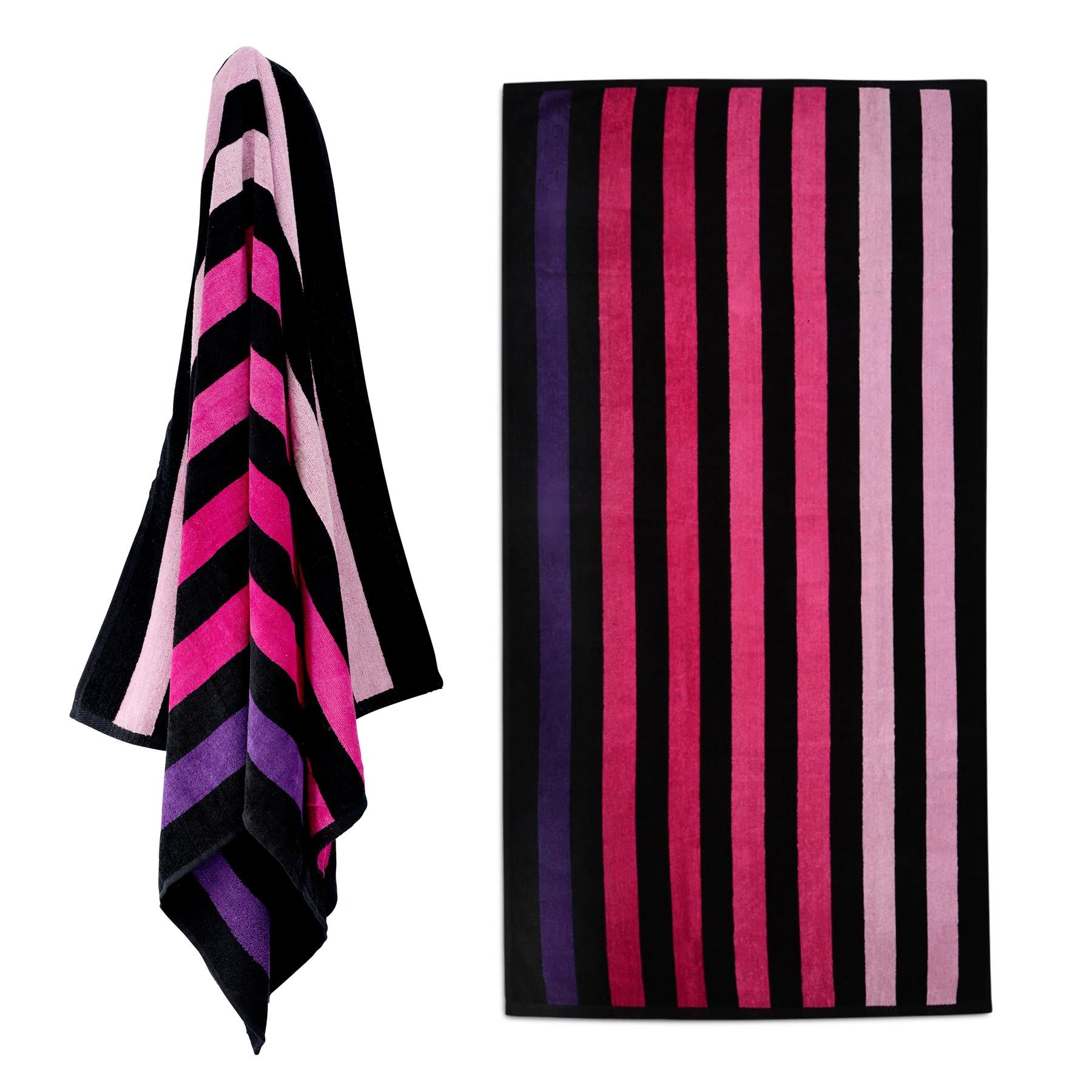 Large Velour Striped Beach Towel (Sunset)