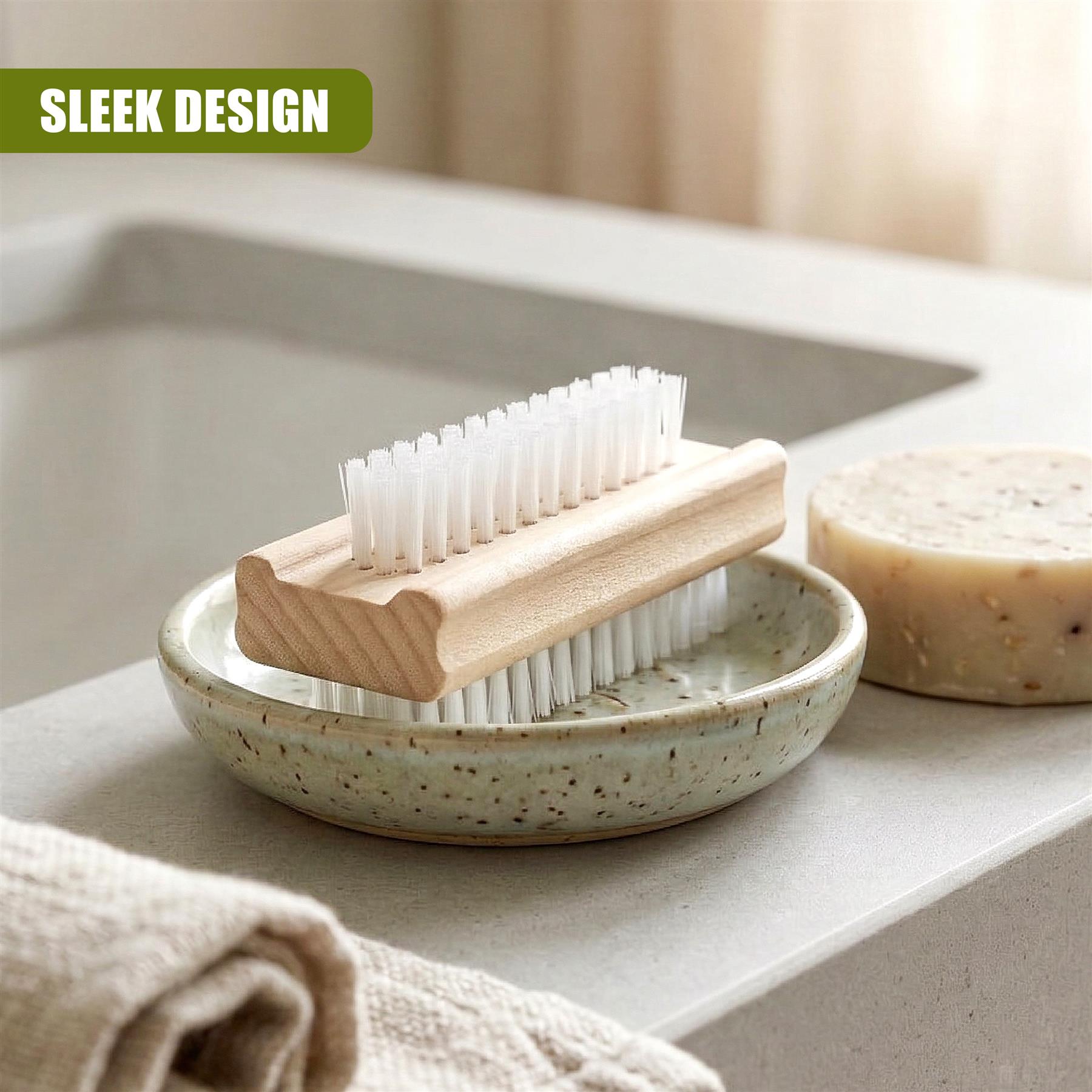 Wooden Double Sided Nail Brushes with Firm Bristles