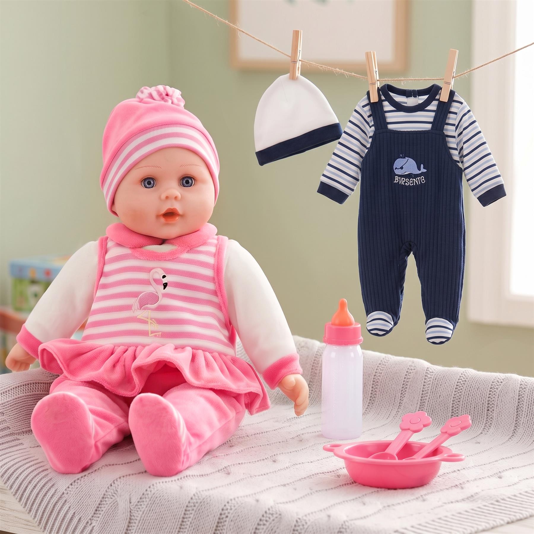 BiBI Baby Girl with Accessories & Bonus Outfit (40 cm / 16")