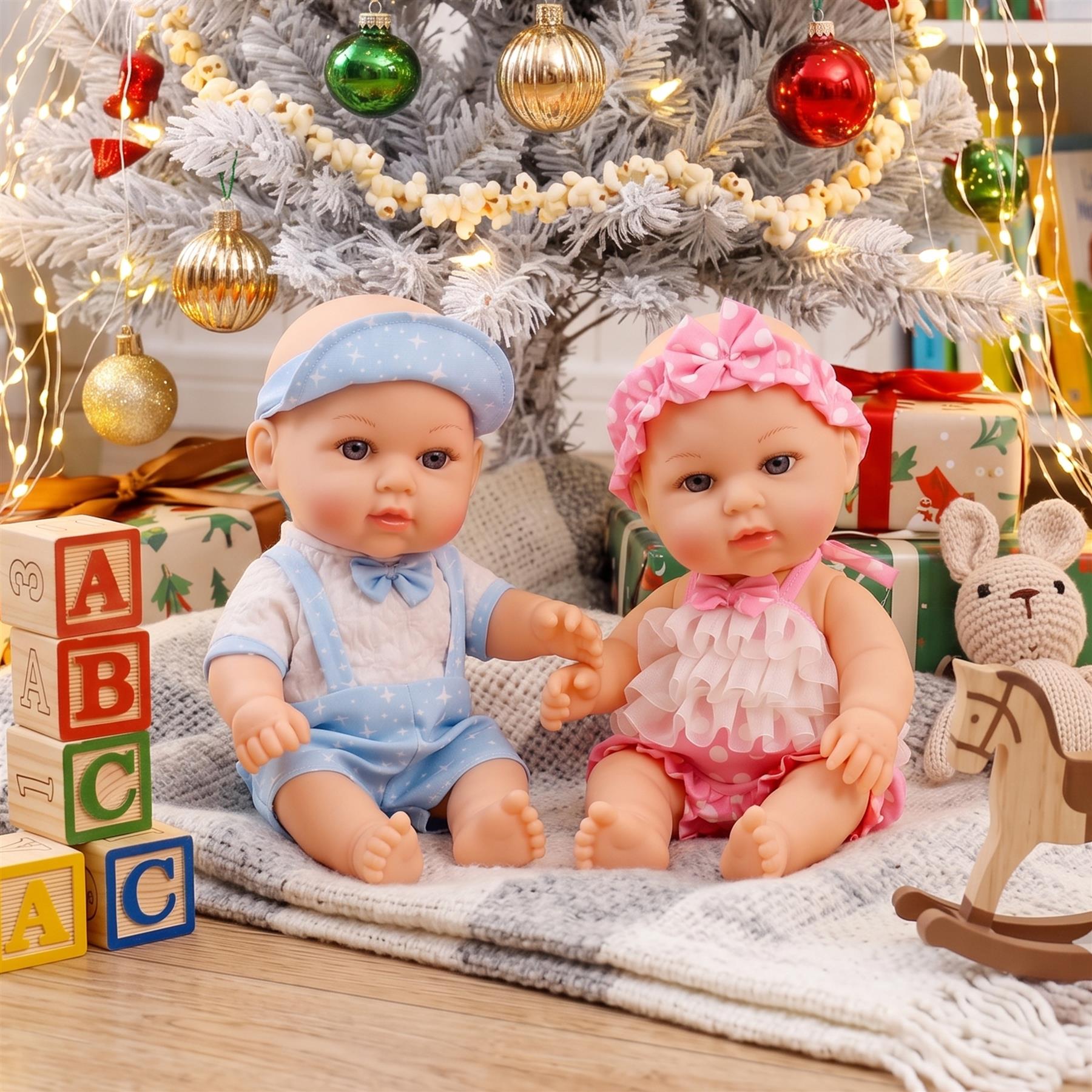 BiBi Anatomically Correct 14" Twin Dolls "Lucy & Lou"