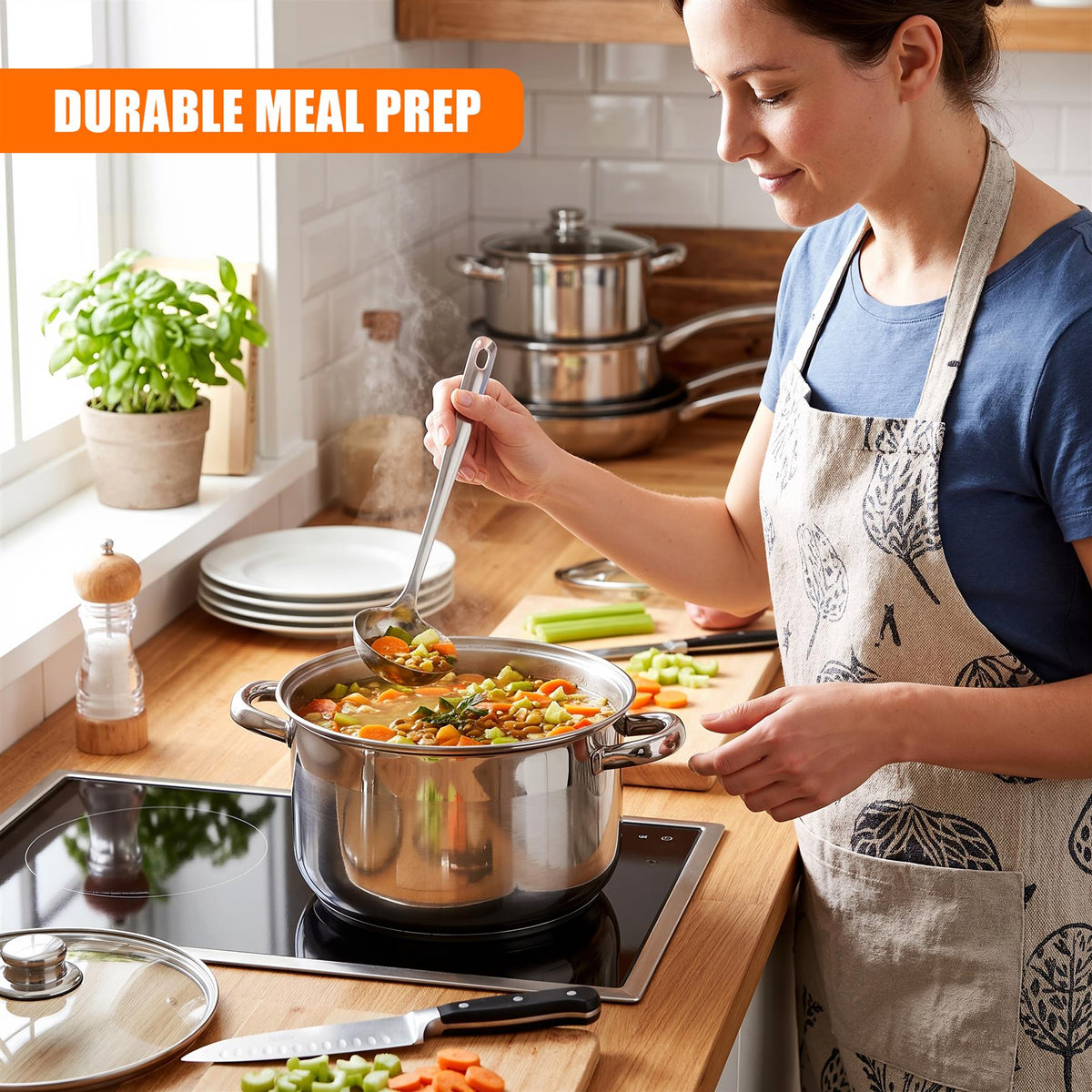 Stainless Steel Stock Pot with Lid - 7.5 L