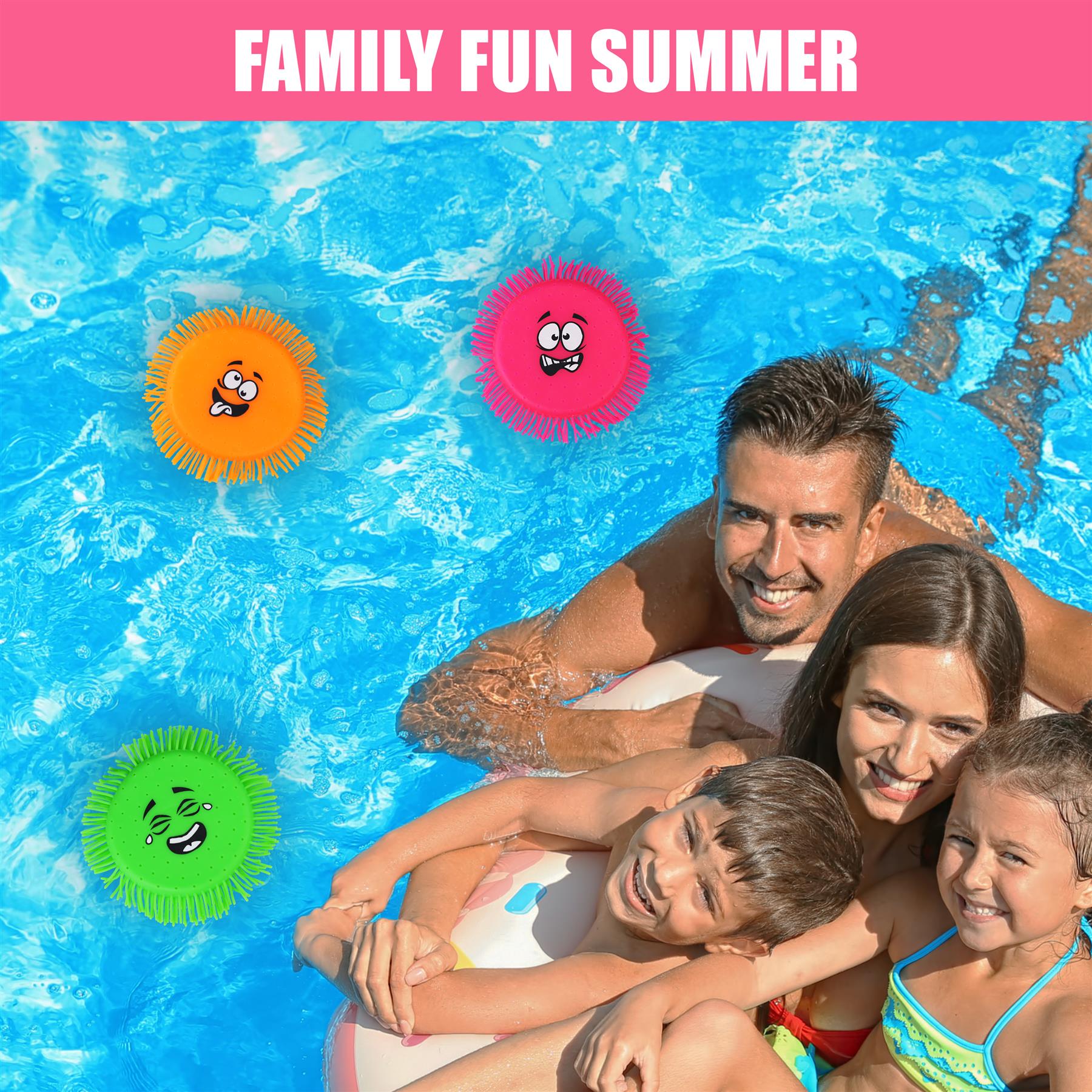 Family Fun Summer Floating Toy on inflatable water rings.