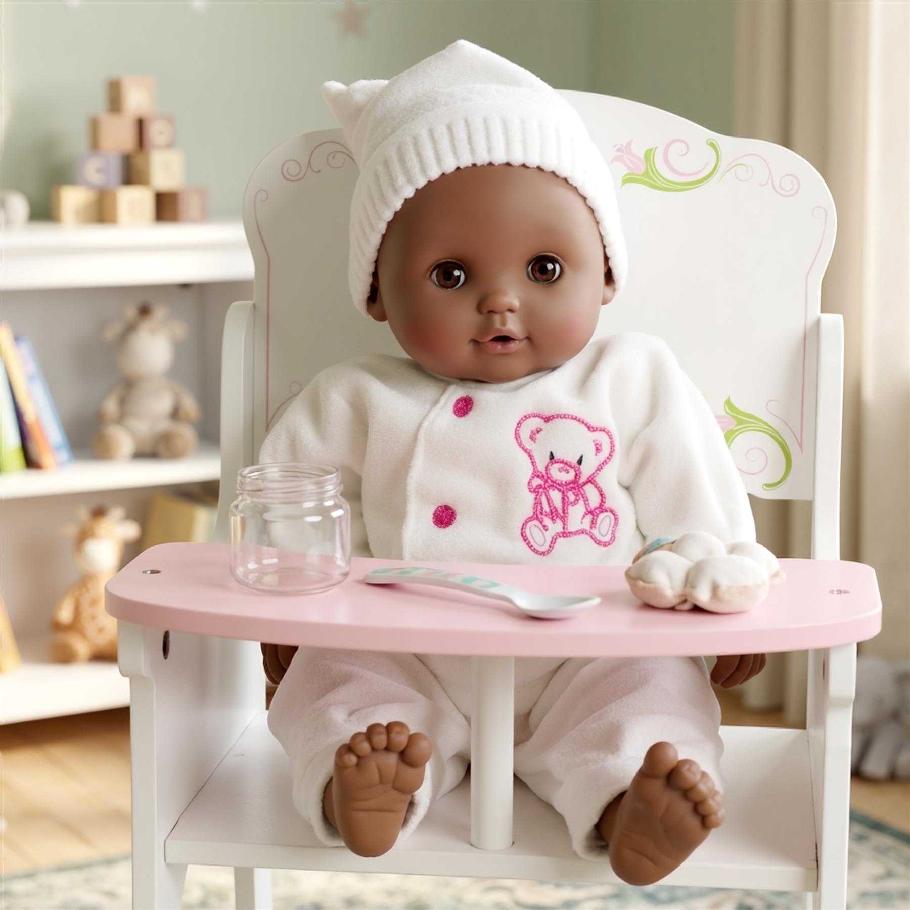 A plush, black sleeping doll is pictured here measuring approximately 16 inches tall.
