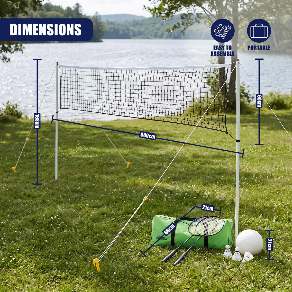 2-in-1 Complete Badminton and Volleyball Set