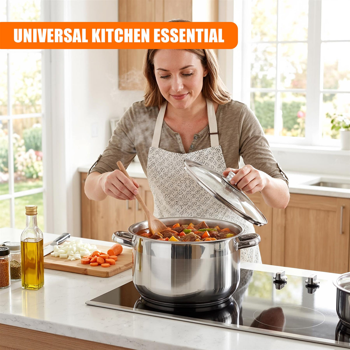 Stainless Steel Stock Pot with Lid - 12 L
