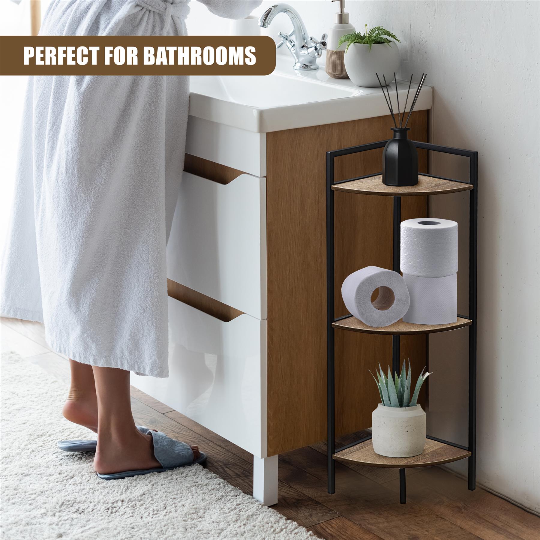 3 Tier Wooden Corner Shelf
