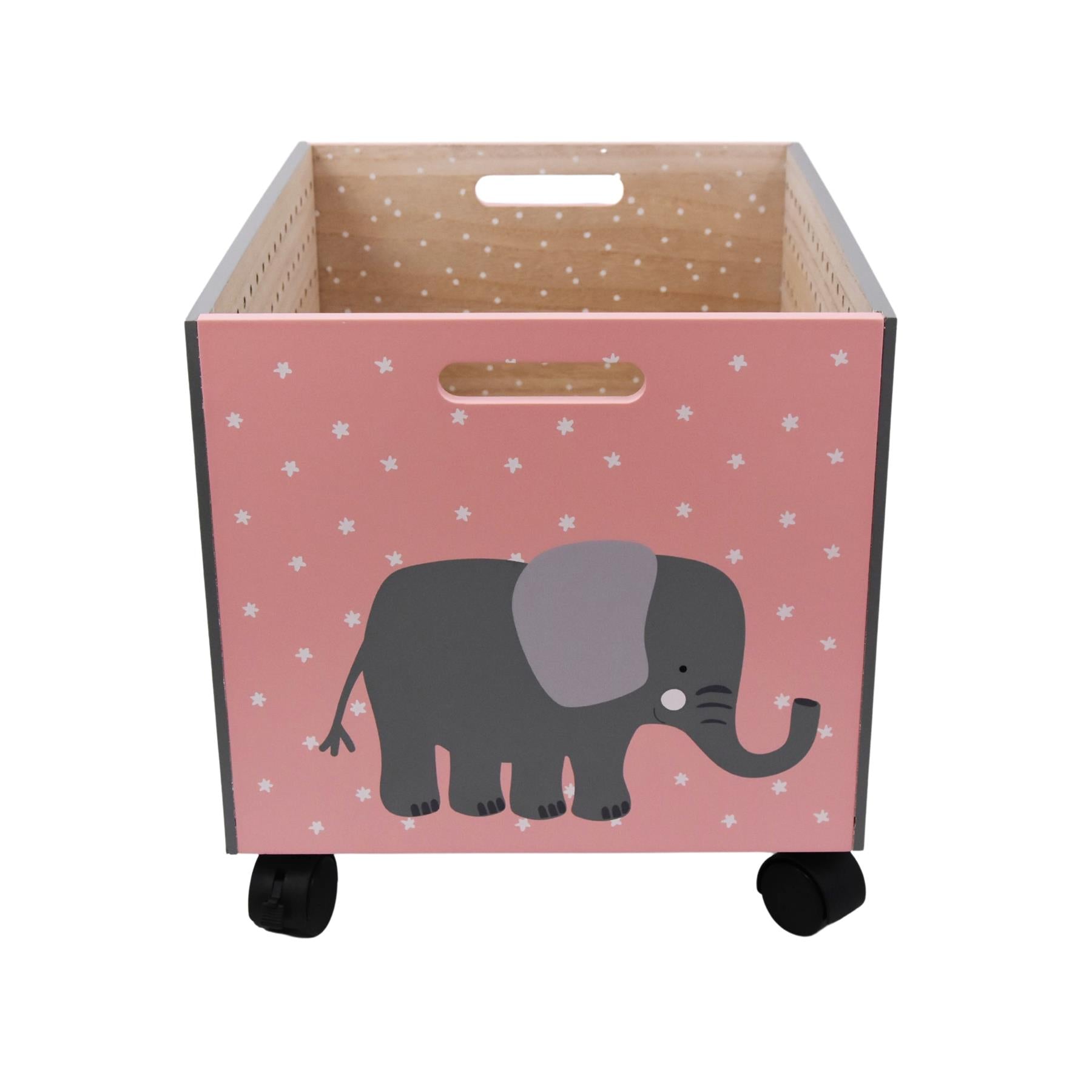 The Magic Toy Shop Elephant Design Kids Wooden Storage Chest On Wheels