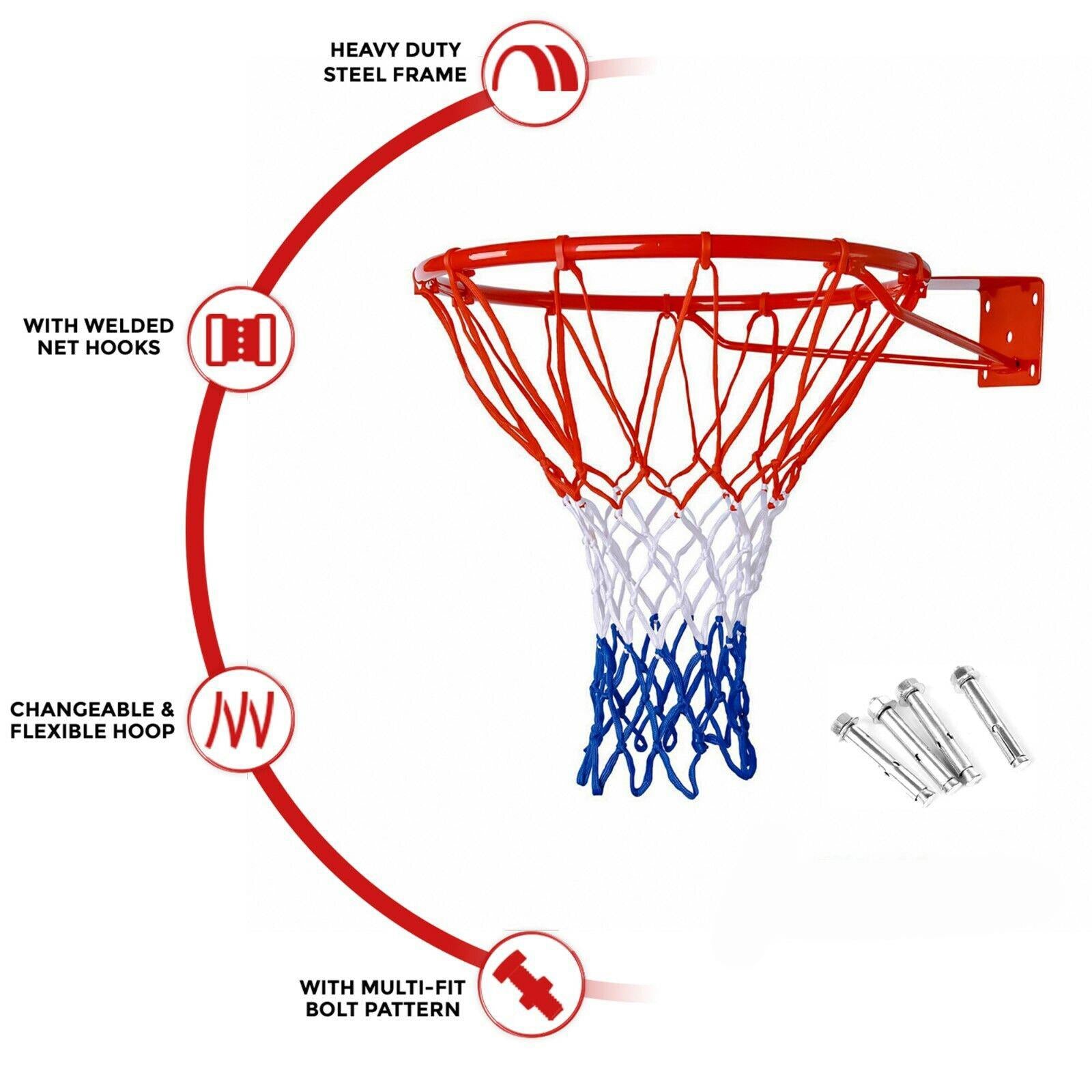 FastFold Basketball Hoop with Net - Wall-mounted