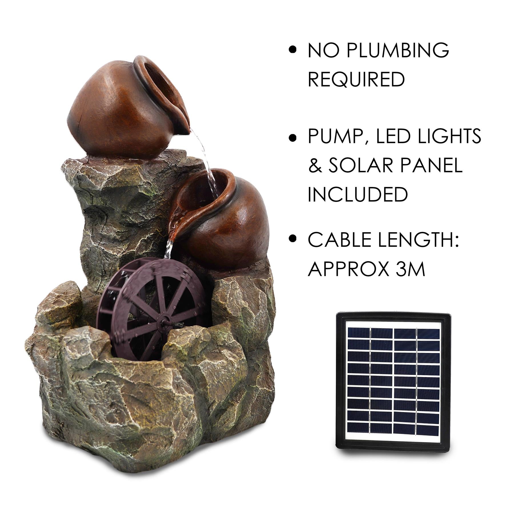 GEEZY Cartwheel Solar Water Feature Outdoor With LED