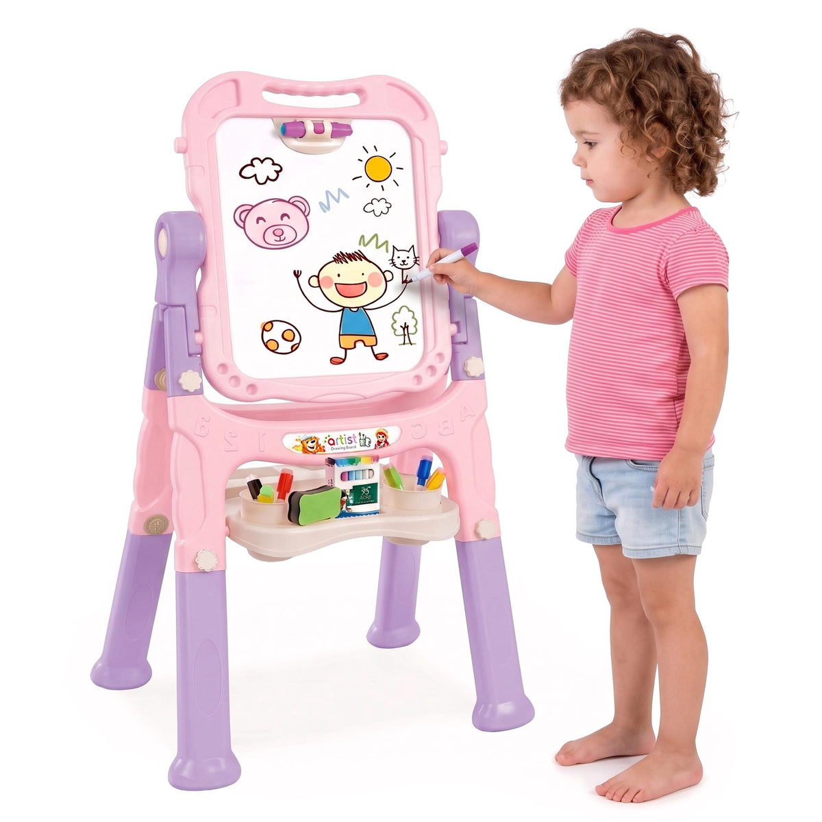 Pink Folding Double-Sided Magnetic Drawing Board