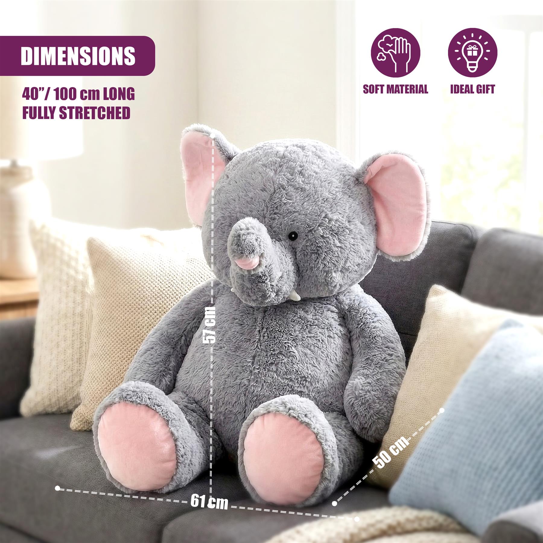 Giant Elephant Soft Toy - 100 cm