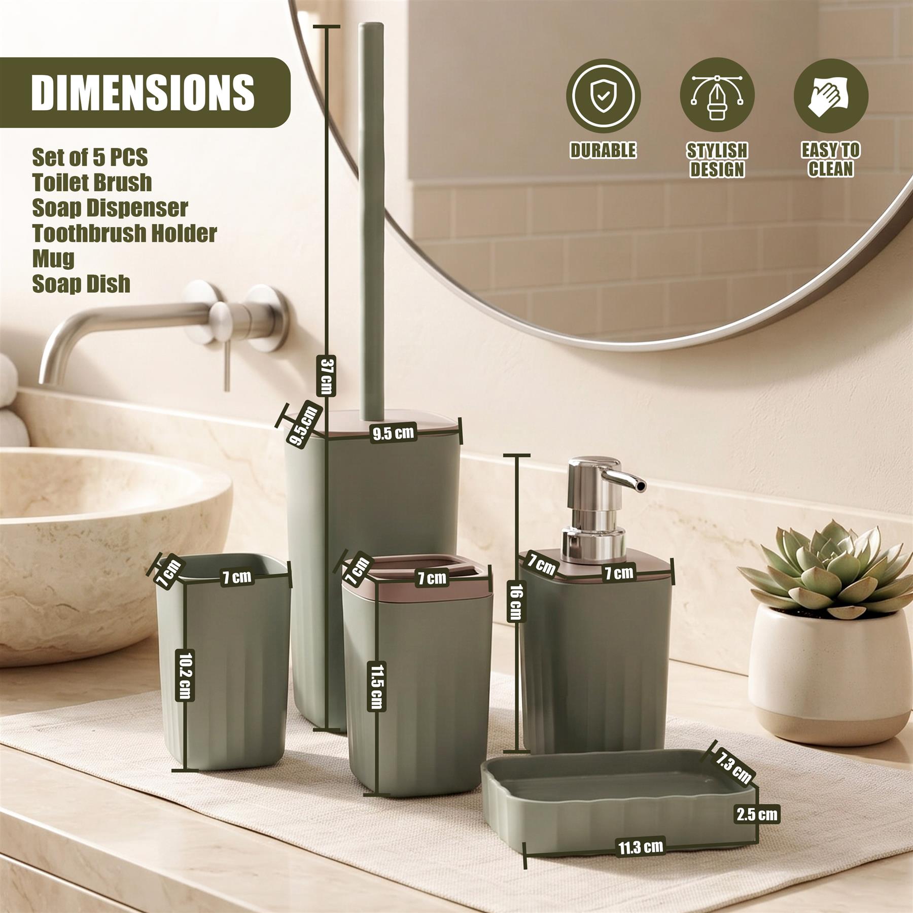 5 Piece Bathroom Acccessories Set