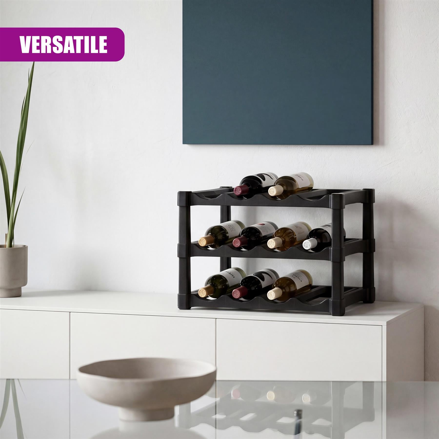 3 Tier Stackable 12 Bottle Wine Storage Rack