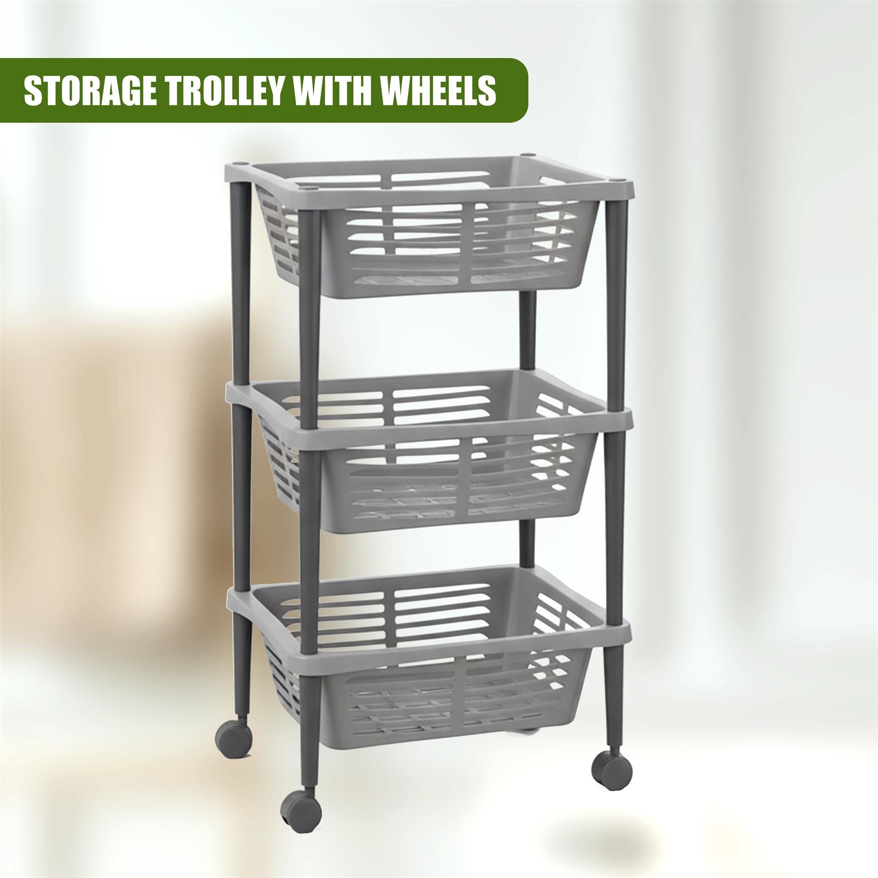 3 Tier Wheel Mounted Trolley