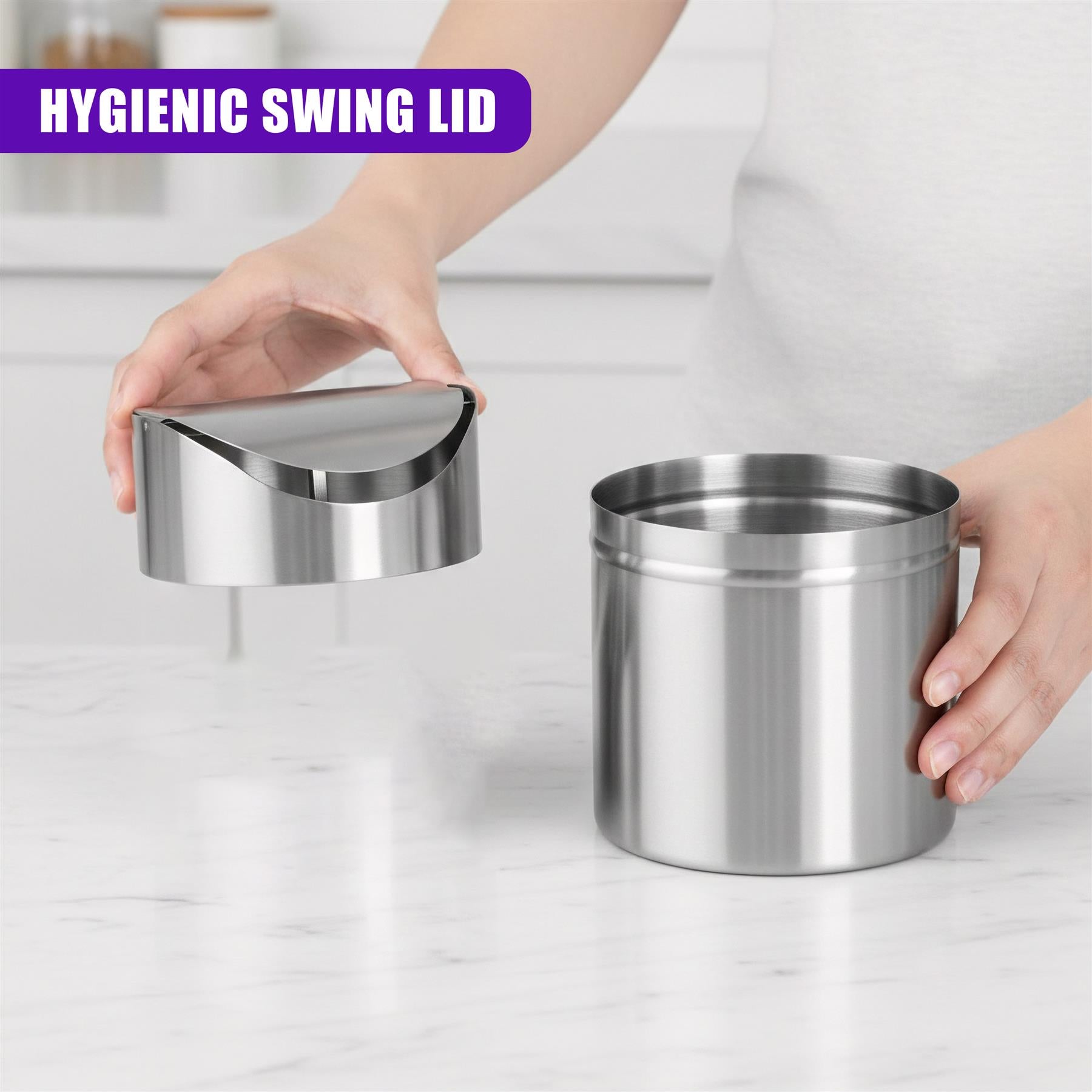 Stainless Steel Mini Swing Bin 1.5 L