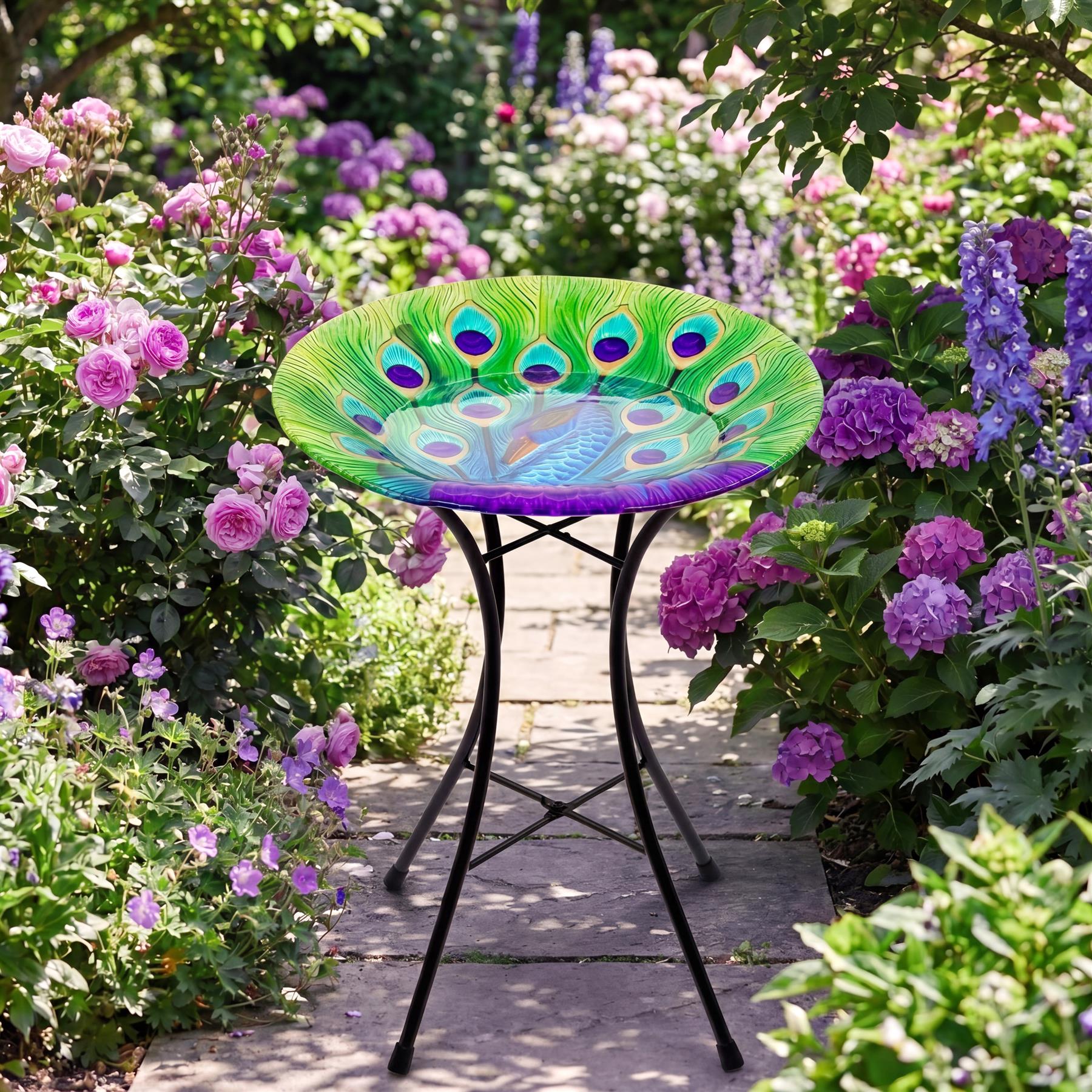 Glass Bird Bath Table
