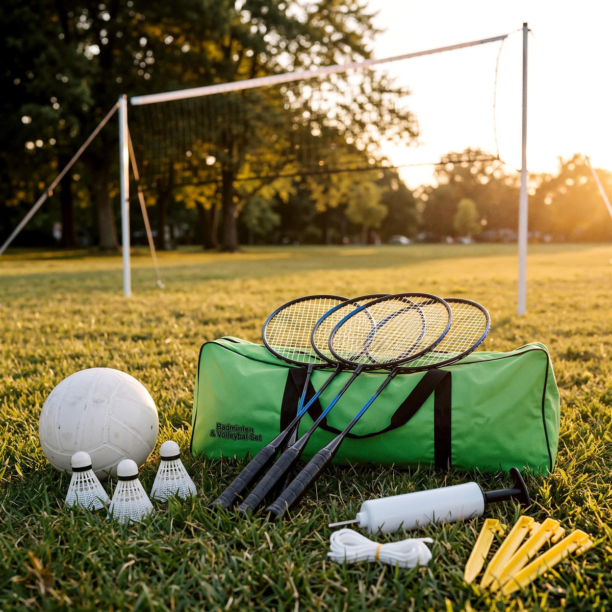 2-in-1 Complete Badminton and Volleyball Set