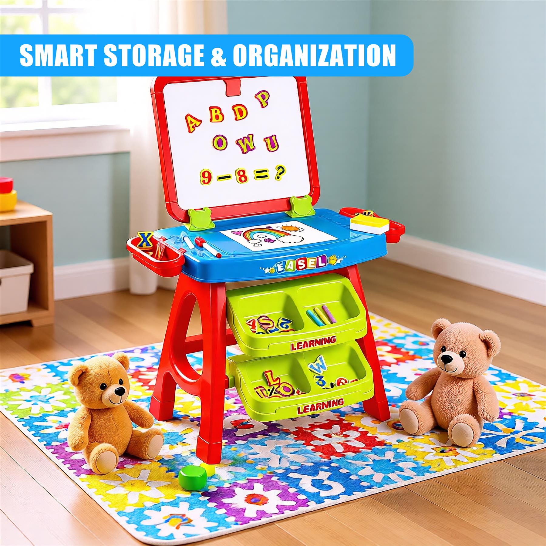 Learning Desk & Magnetic Easel Chalkboard