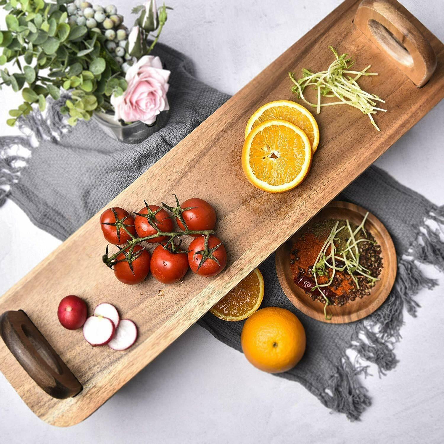 Long wooden serving clearance platter