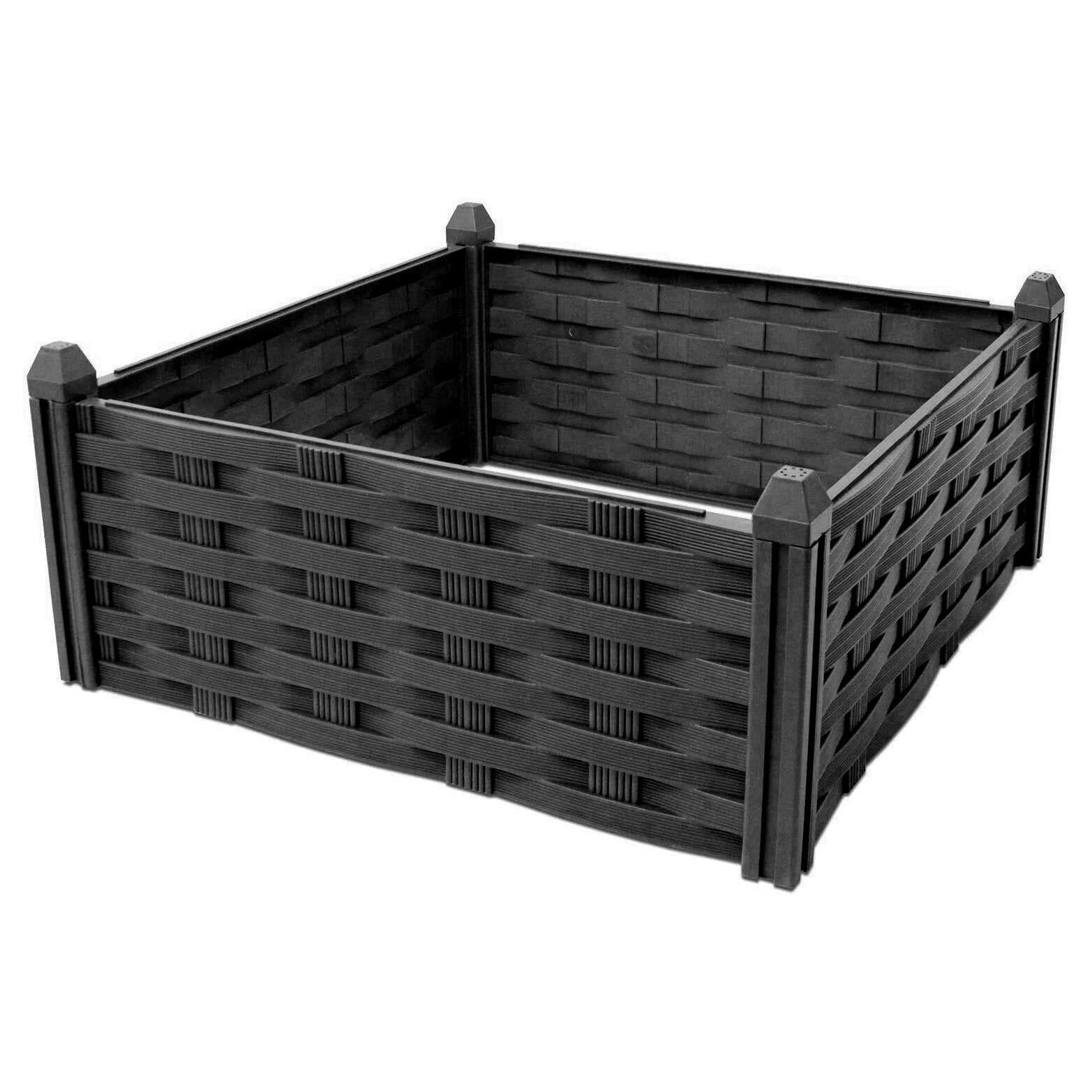 GEEZY Rattan Effect 4 Piece Garden Bed