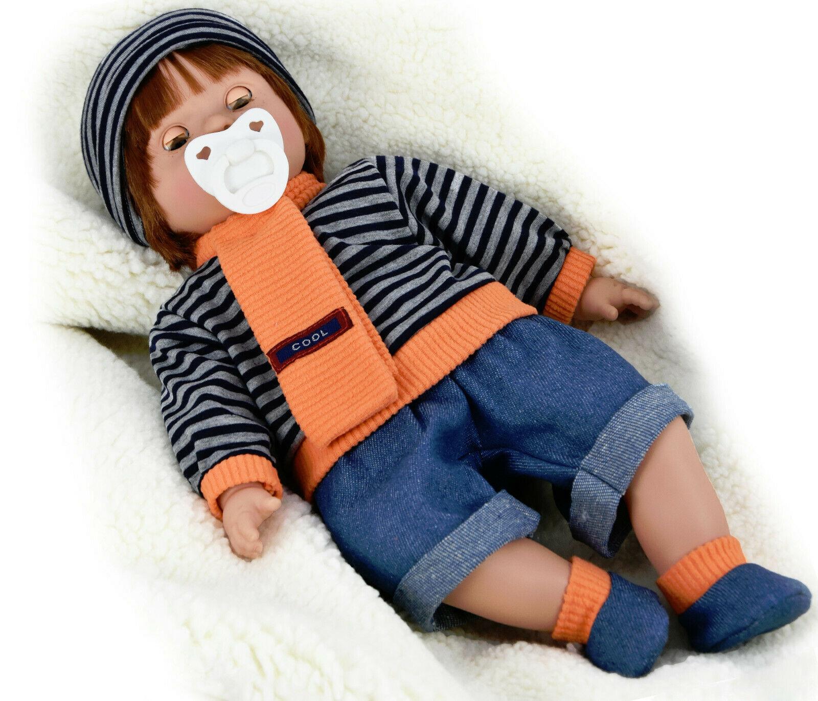 BiBi Doll Baby Doll 18" Sleeping Ginger Boy Dolls with Dummy & Sounds