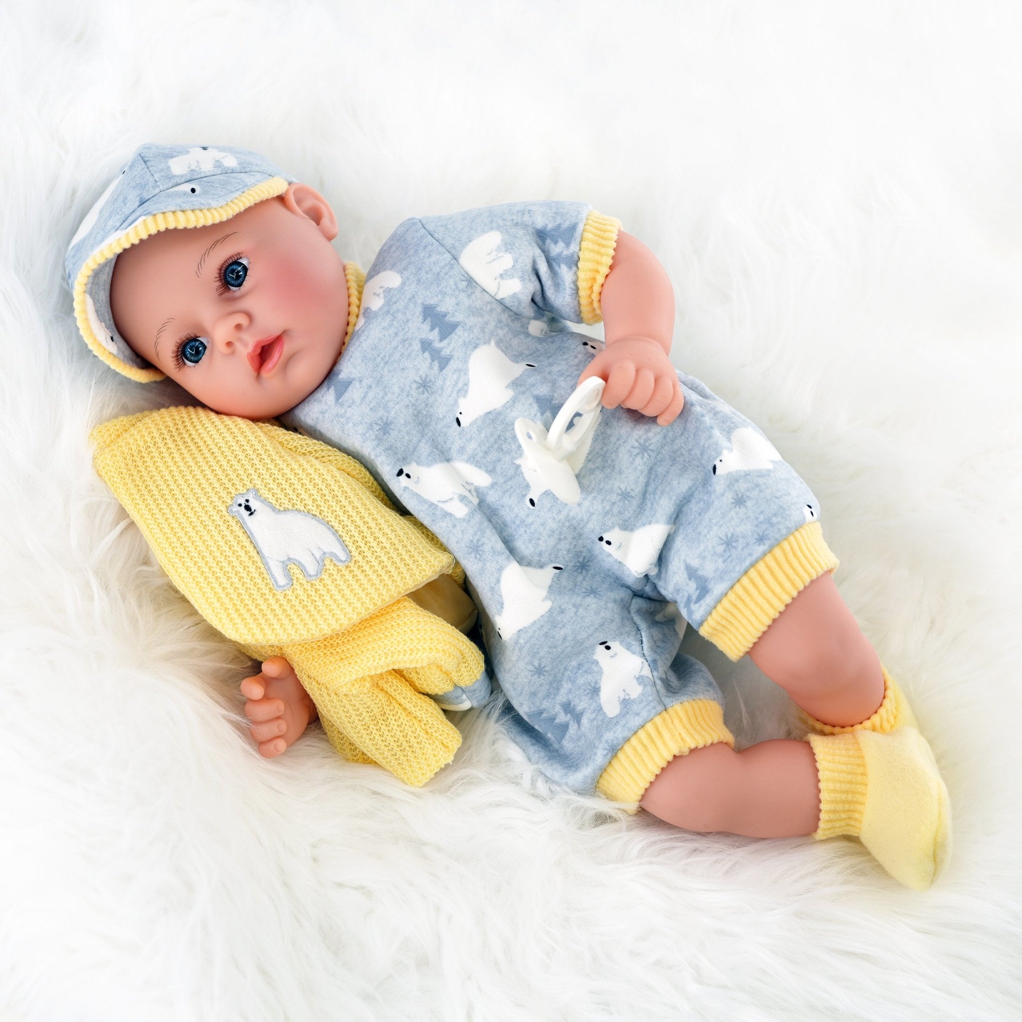 Baby Doll With Dummy & Sounds Yellow by BiBi Doll - The Magic Toy Shop