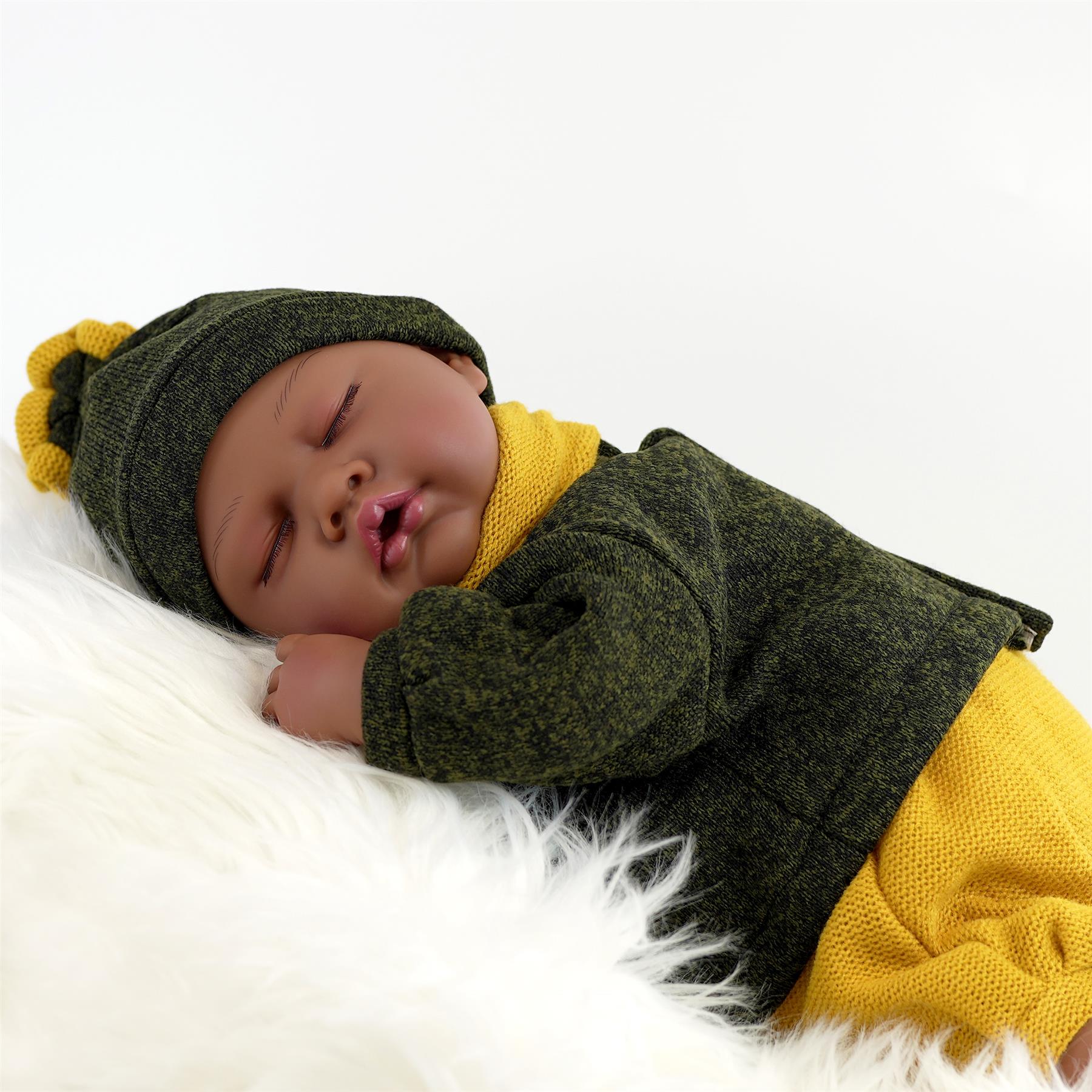 BiBi Doll Baby Doll BiBi Black Doll Reborn Ethnic Sleeping Boy "Glorio" (50 cm / 20")