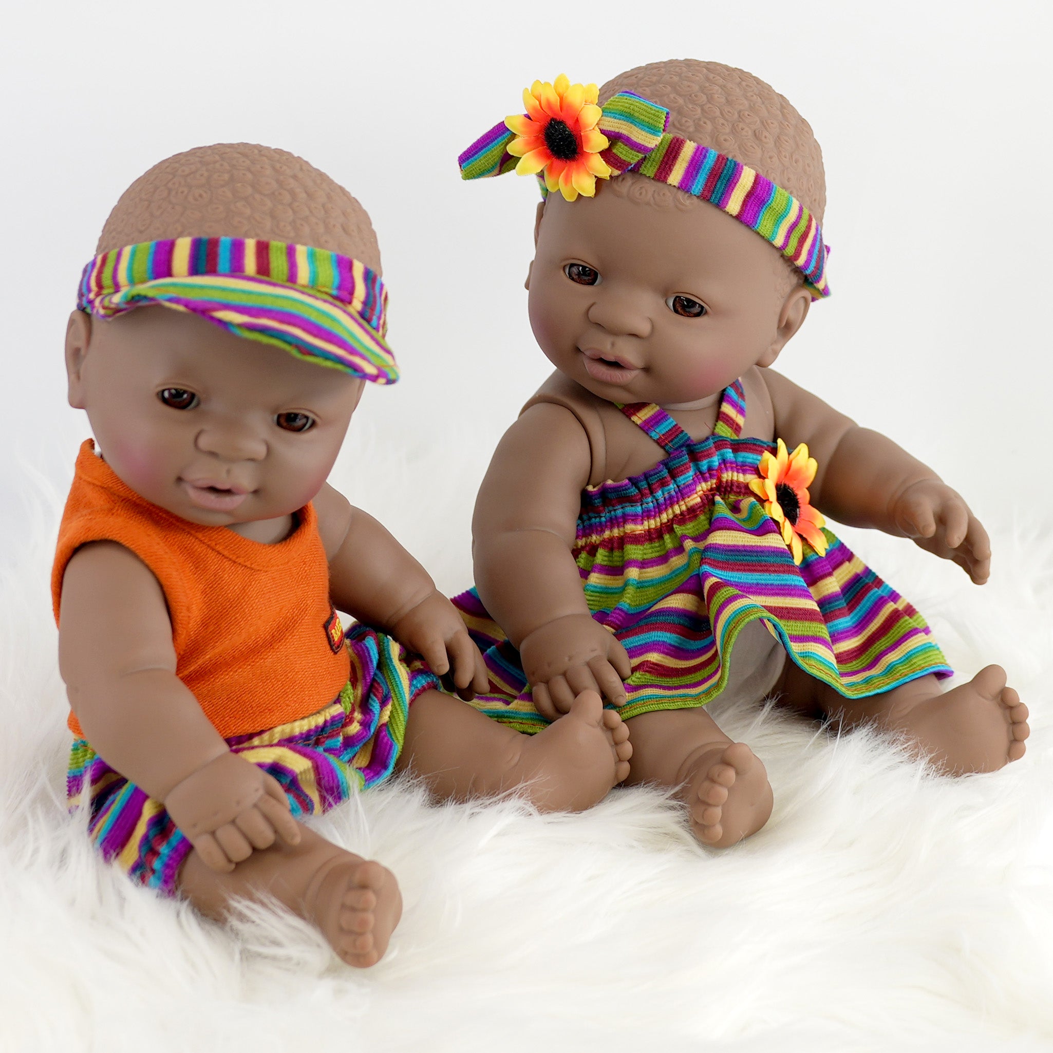 BiBi Doll Baby Doll Black Twin Baby Dolls - 12"