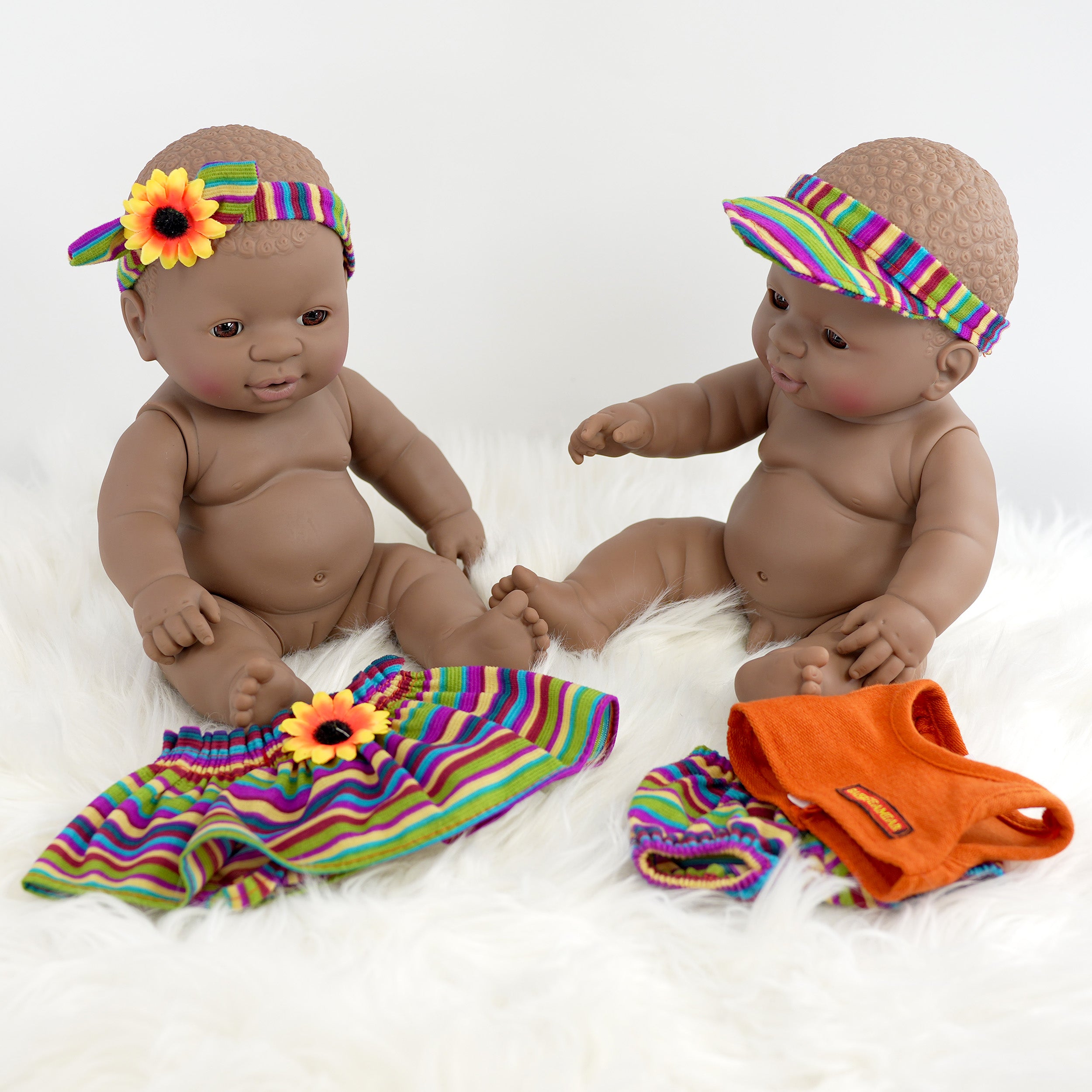 BiBi Doll Baby Doll Black Twin Baby Dolls - 12"