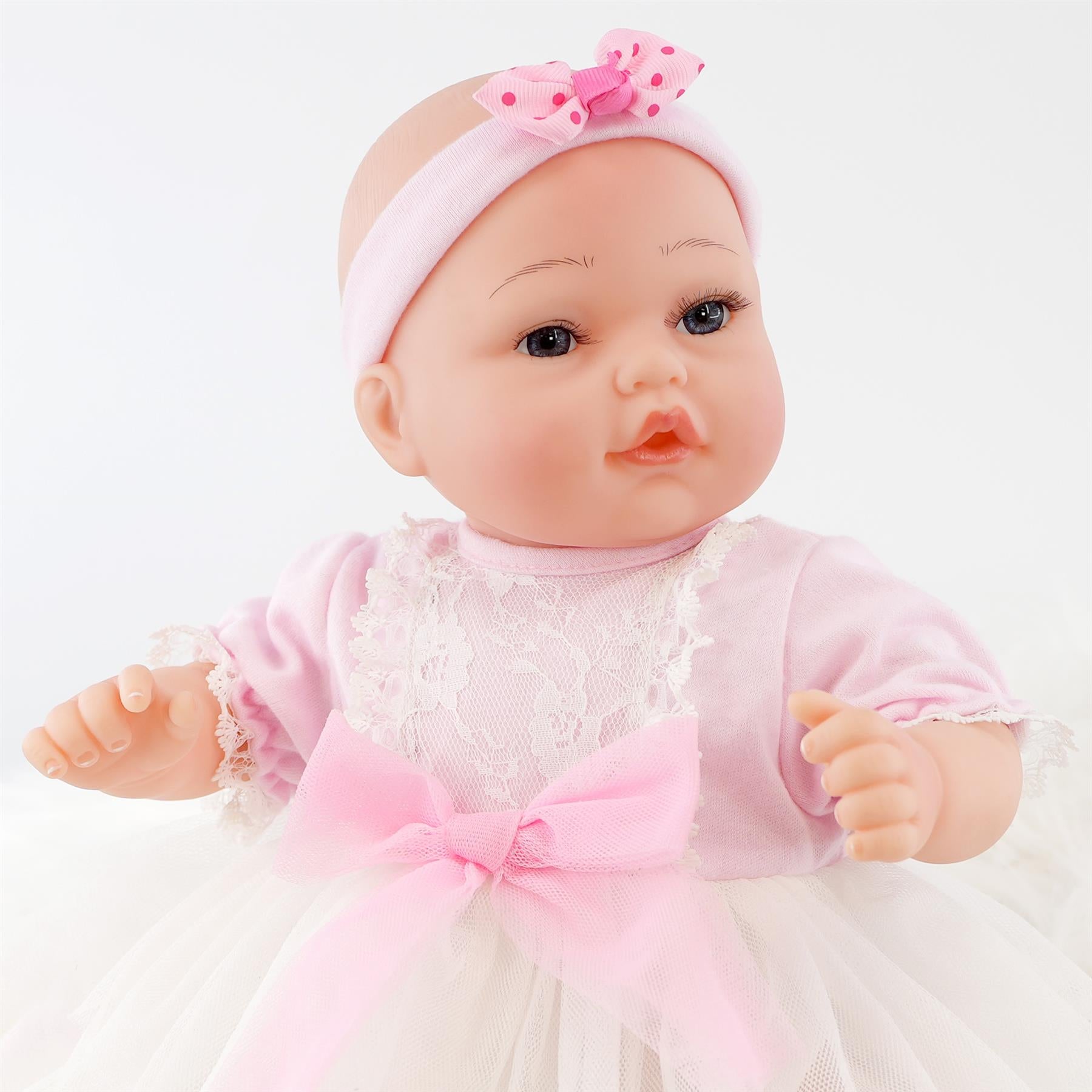 BiBi Doll Baby Doll Lifelike Reborn Baby Girl Doll with Open Eyes 17"