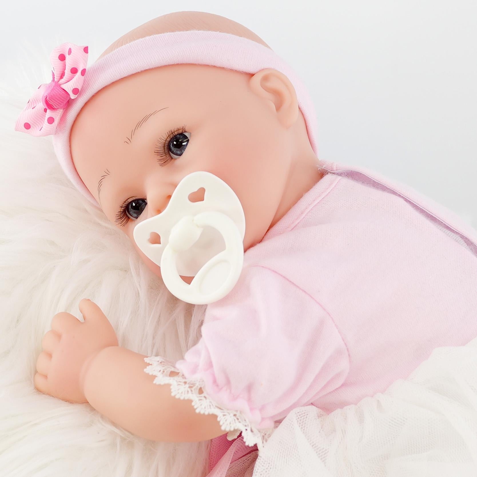 BiBi Doll Baby Doll Lifelike Reborn Baby Girl Doll with Open Eyes 17"