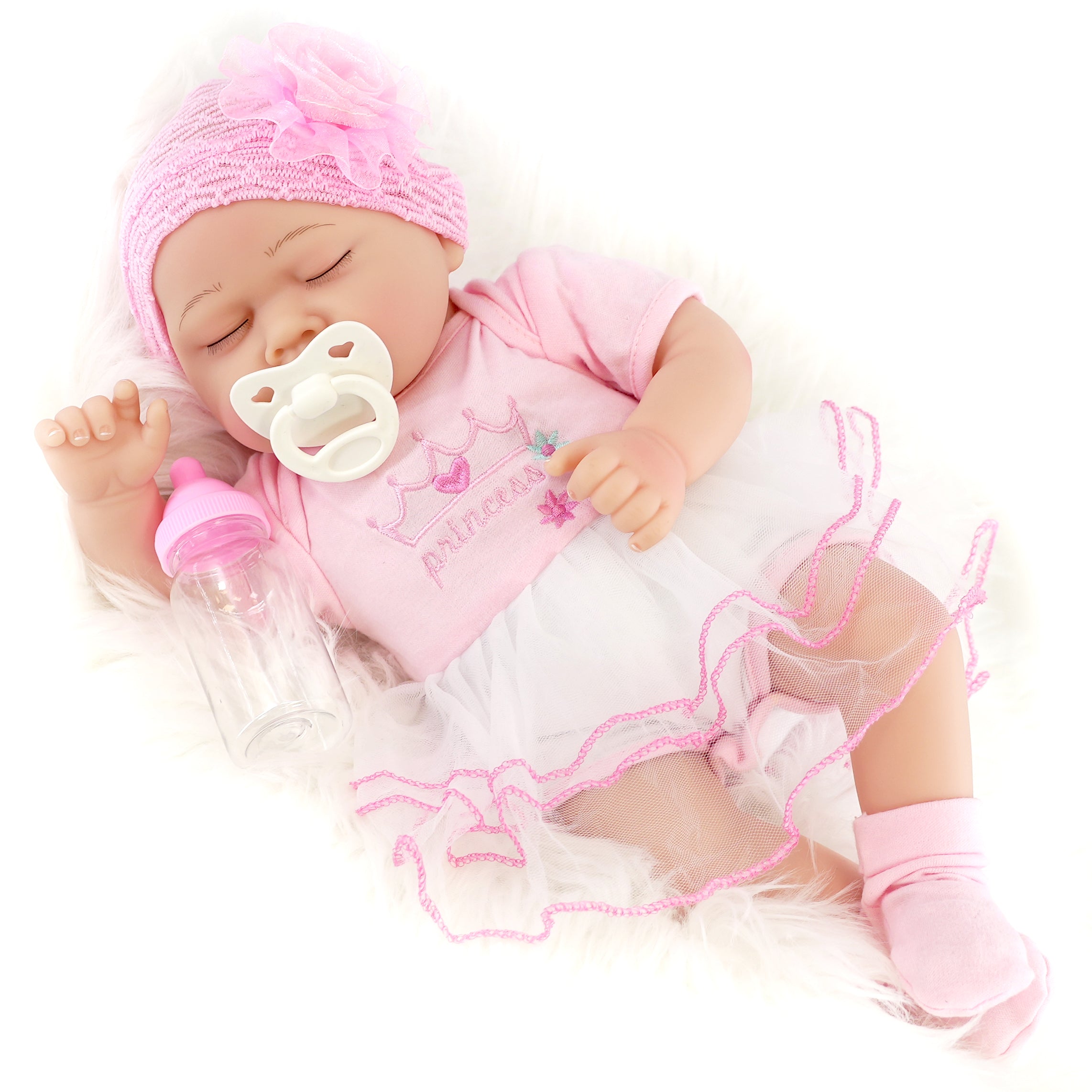 BiBi Doll Baby Doll Lifelike Reborn Baby Sleeping Girl Doll 17"
