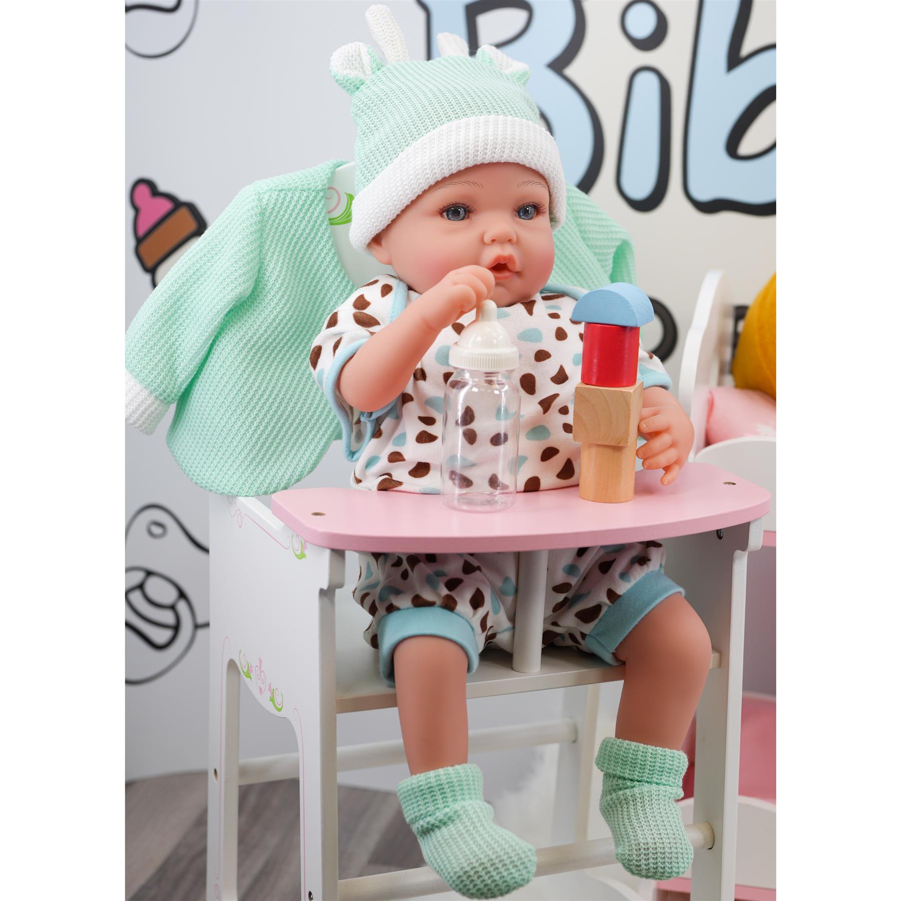 BiBi Doll Mint Giraffe Boy Outfit BiBi Outfits - Reborn Doll Clothes (Mint Jacket) (50 cm / 20")