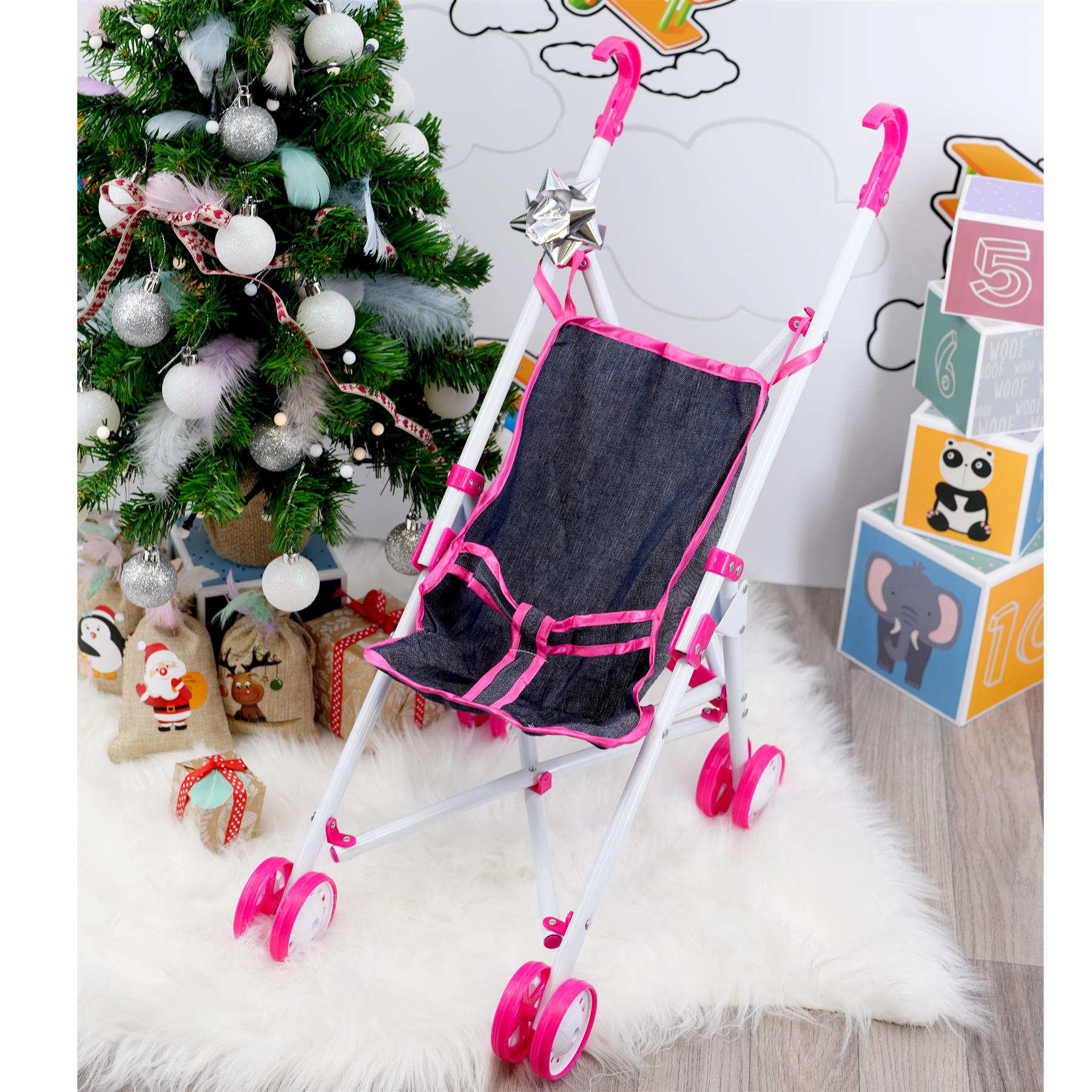 BiBi Doll Toys and Games Pink Baby Doll Foldable Stroller