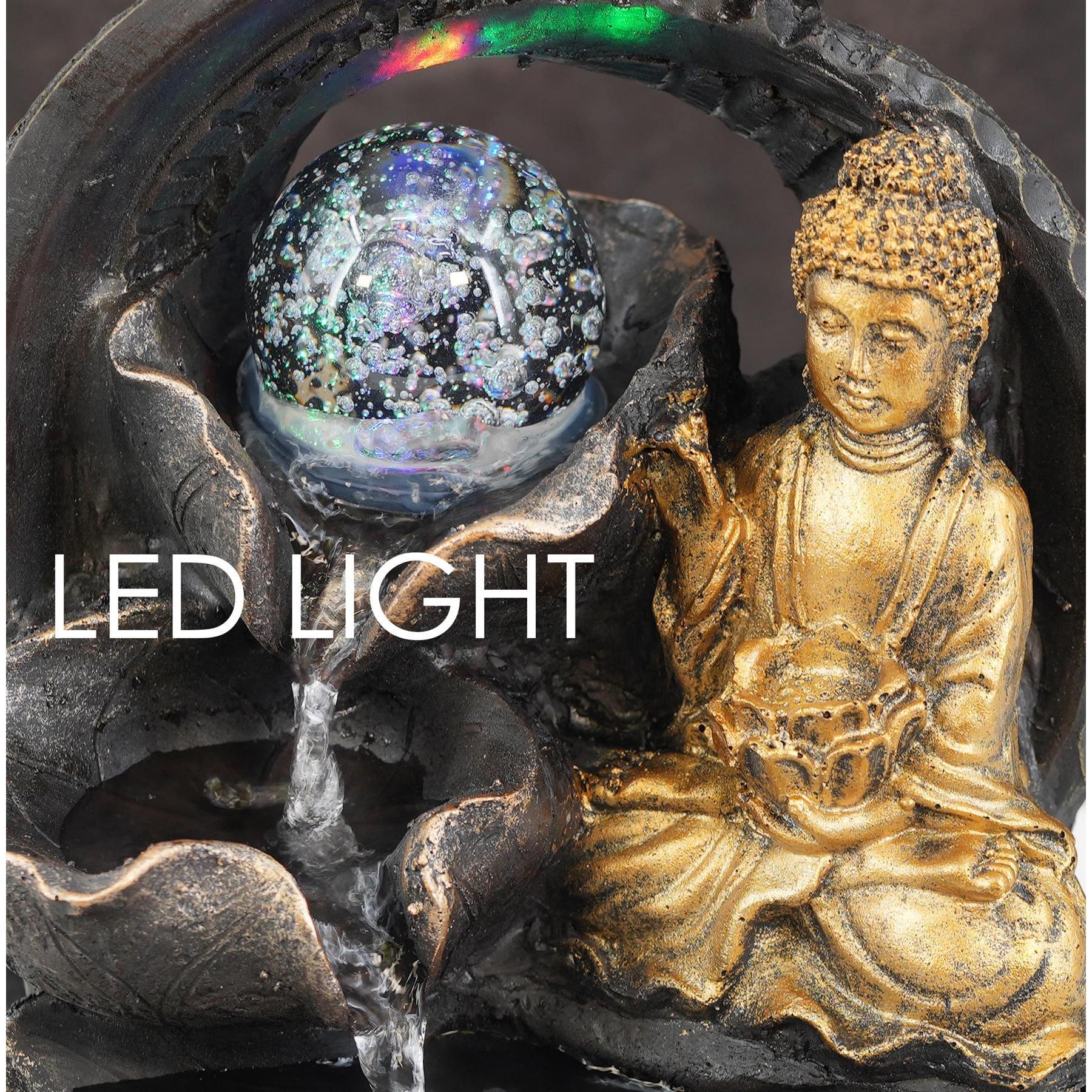 GEEZY Buddha Crystal Ball Water Feature Indoor With LED