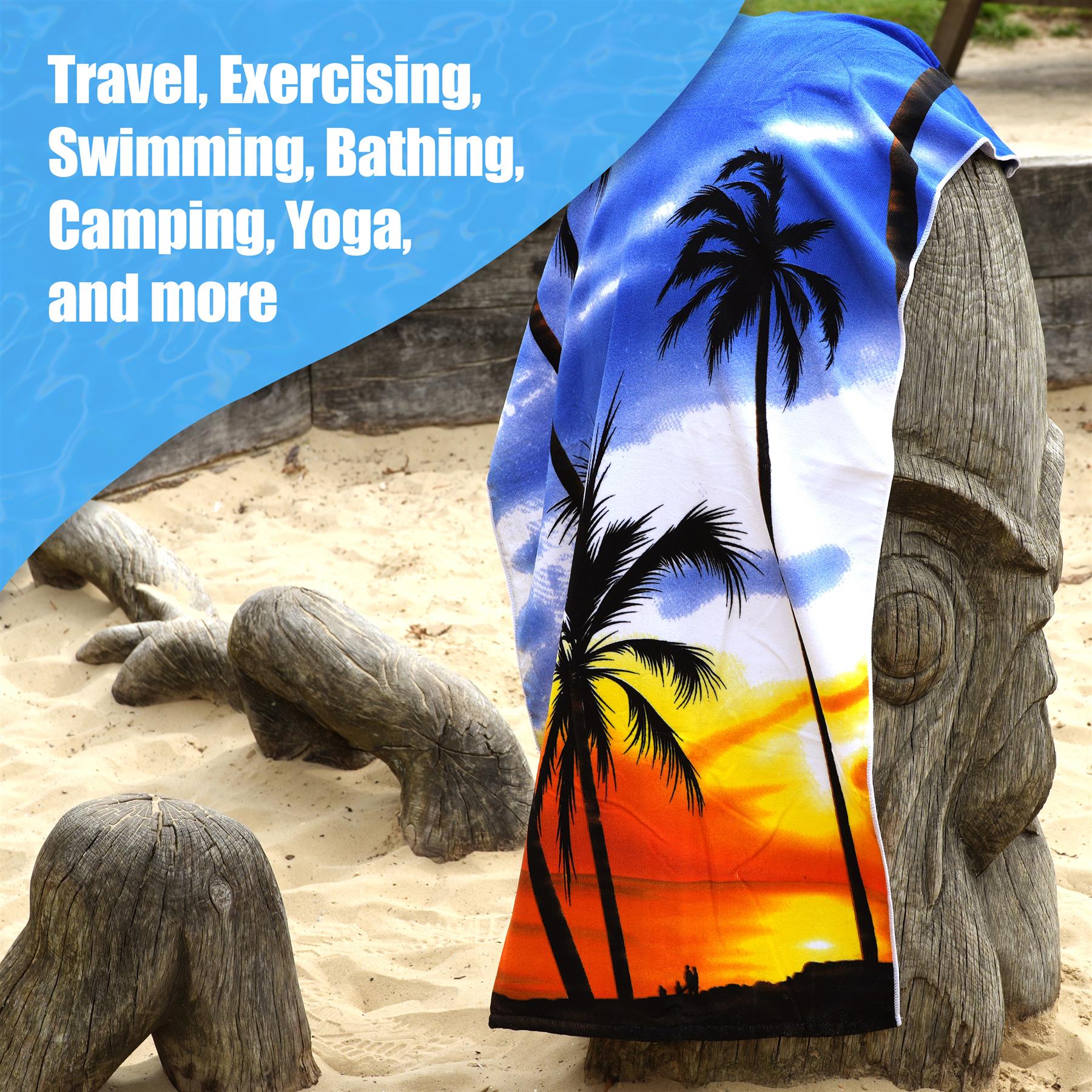 Beach Bath Towel Sunrise Design Microfibre Towel by GEEZY - The Magic Toy Shop